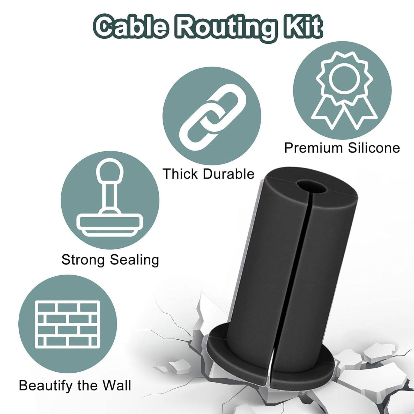 4PCS Cable Grommet Kit, 1Inch Rubber Wall Hole Cover Routing Kit, Cable Feed …