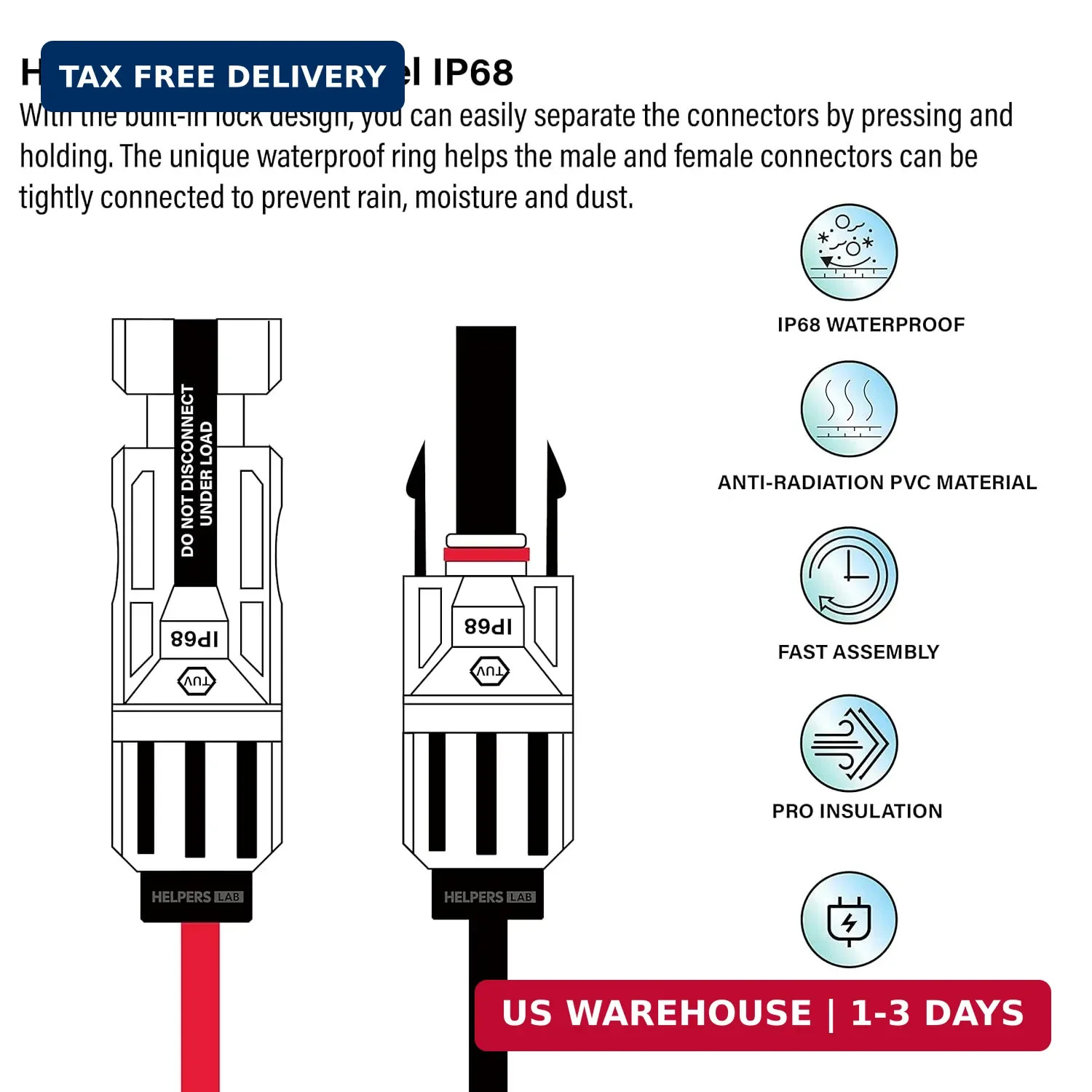 Jackery Solar Connector to DC8020 Extension Cable for Solarpanel Charging, Compa