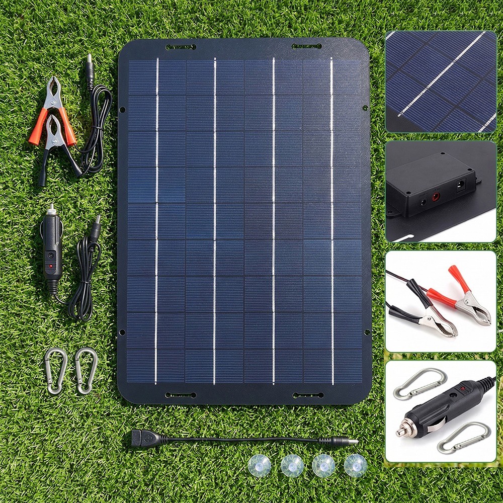 18 Volt 12V Battery Charger Solar Powered Panel for Car Dump Trailer Boat Marine