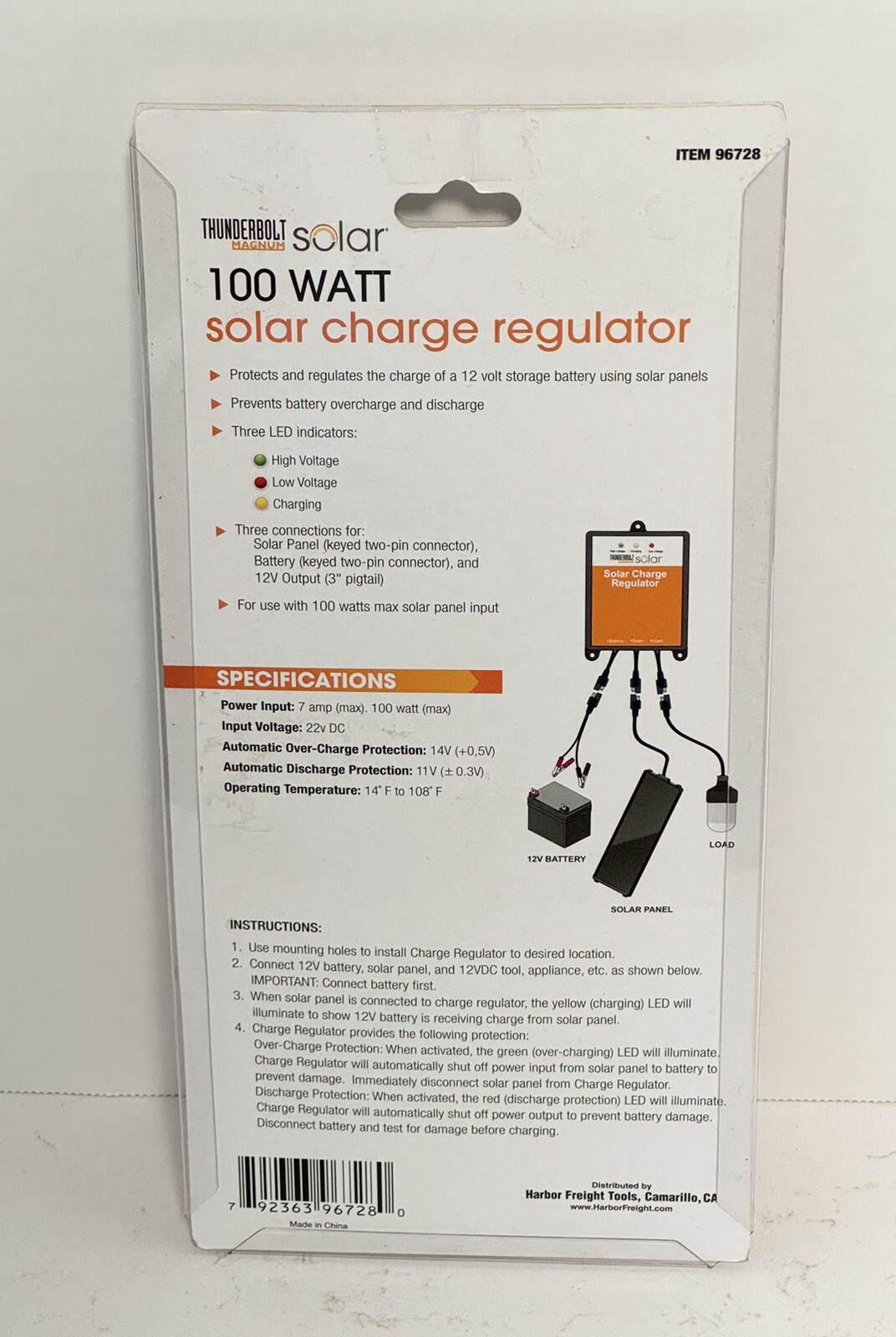 Thunderbolt Magnum 100 Watt Solar Charge Regulator 12V #96728 Three LED –