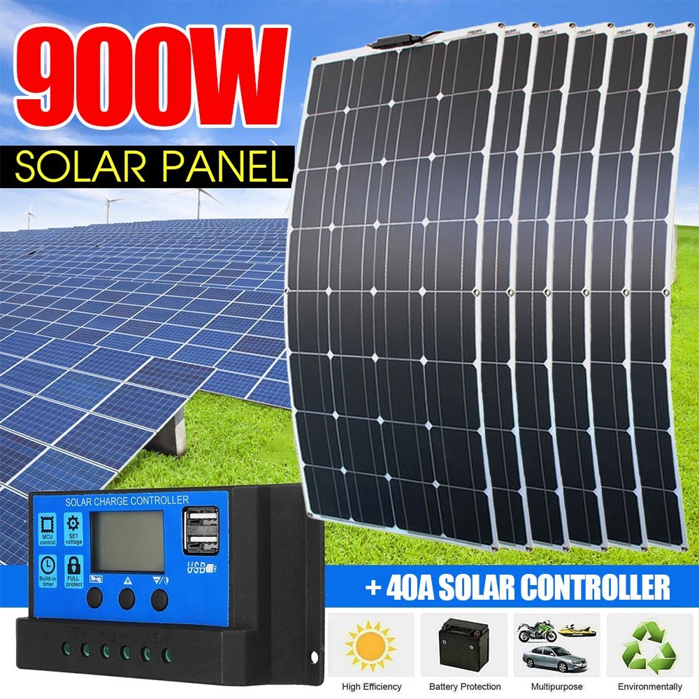 150W Flexible Solar Panel 12V Battery Charging Off Grid for Home RV Boat Camping
