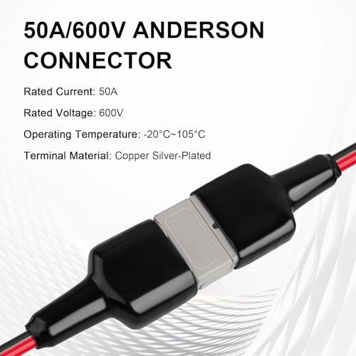 10AWG Tinned Copper Solar Cable to Anderson 50A Plug 2FT