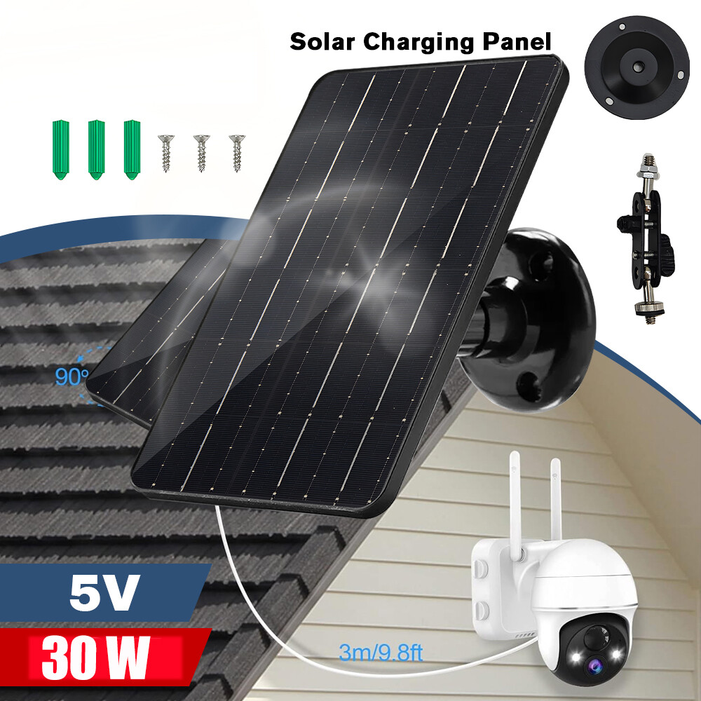 30W Solar Panel for CCTV Camera Security Cam Type-C Port Outdoor Battery Charger