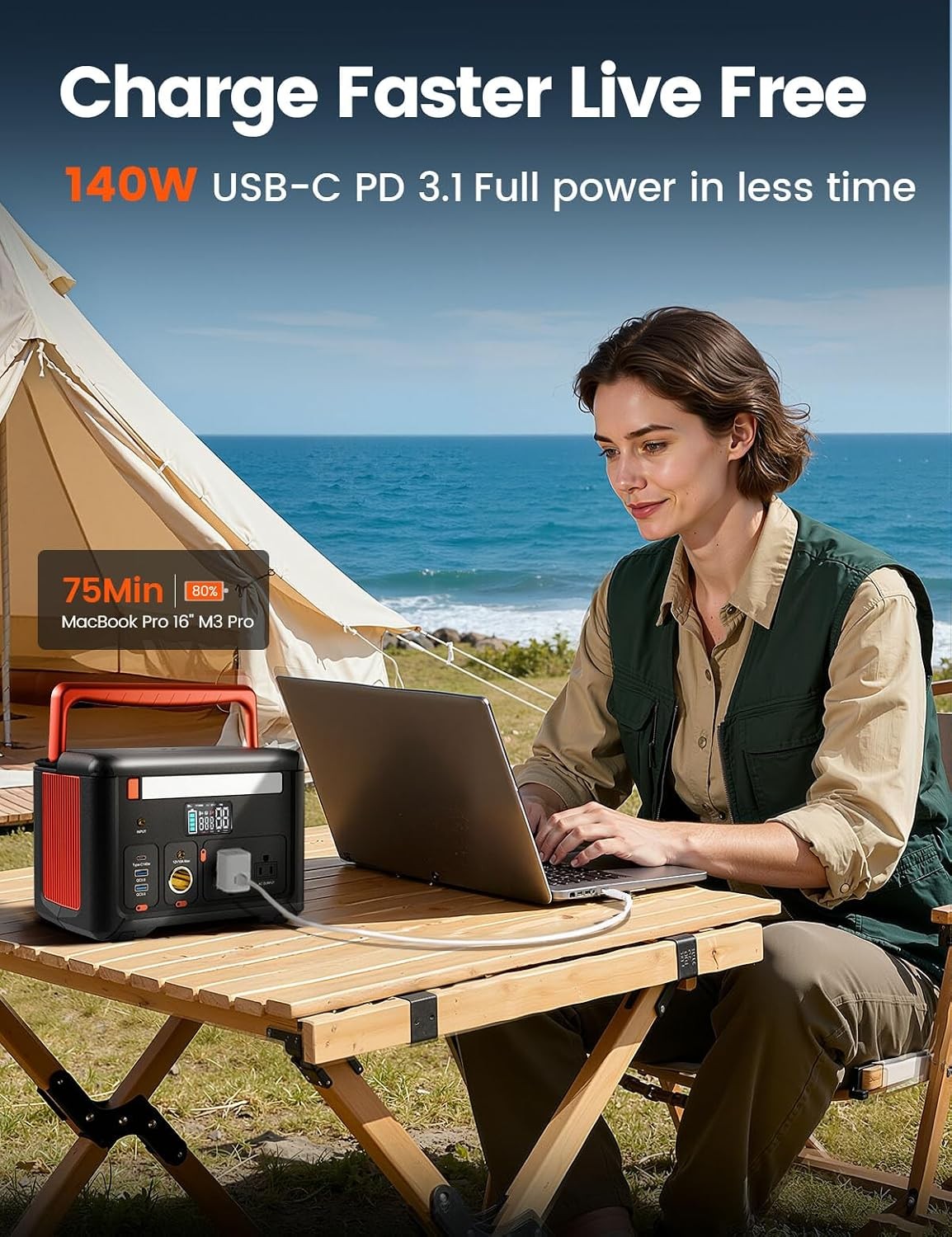 600W Portable Generator 299Wh Solar Backup