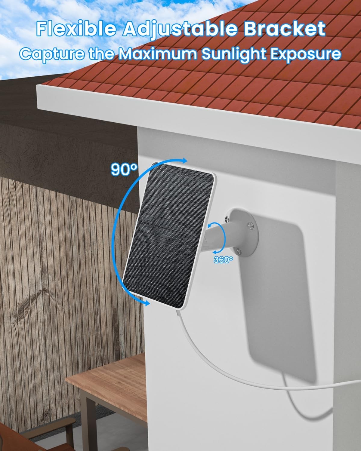 Solar Panel Charger Compatible W/ Arlo Essential 2K Outdoor(2nd Gen)/Essential