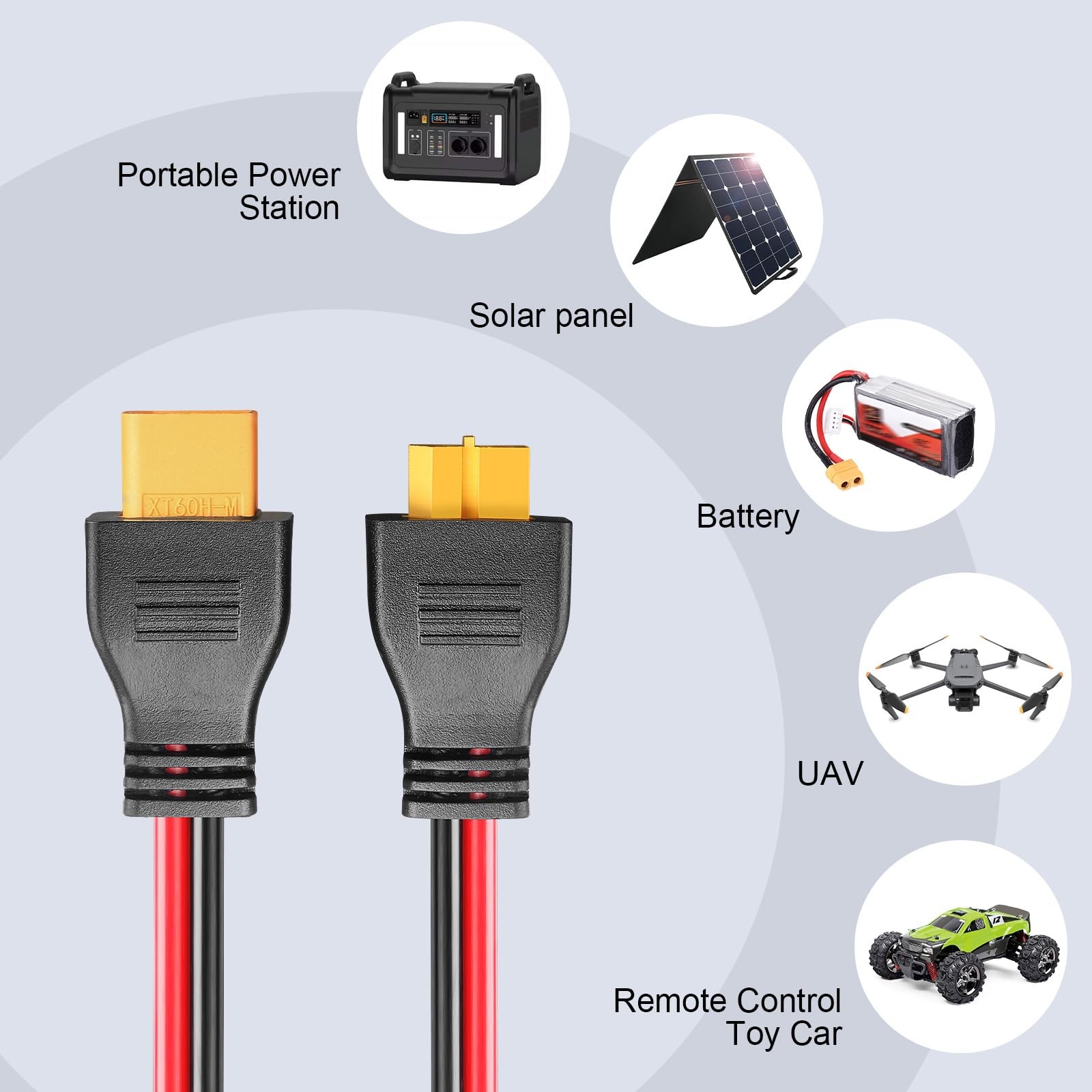 XT60 Y Splitter Cable 12AWG XT60 1 Female to 2 Male Parallel Connector Adapte…