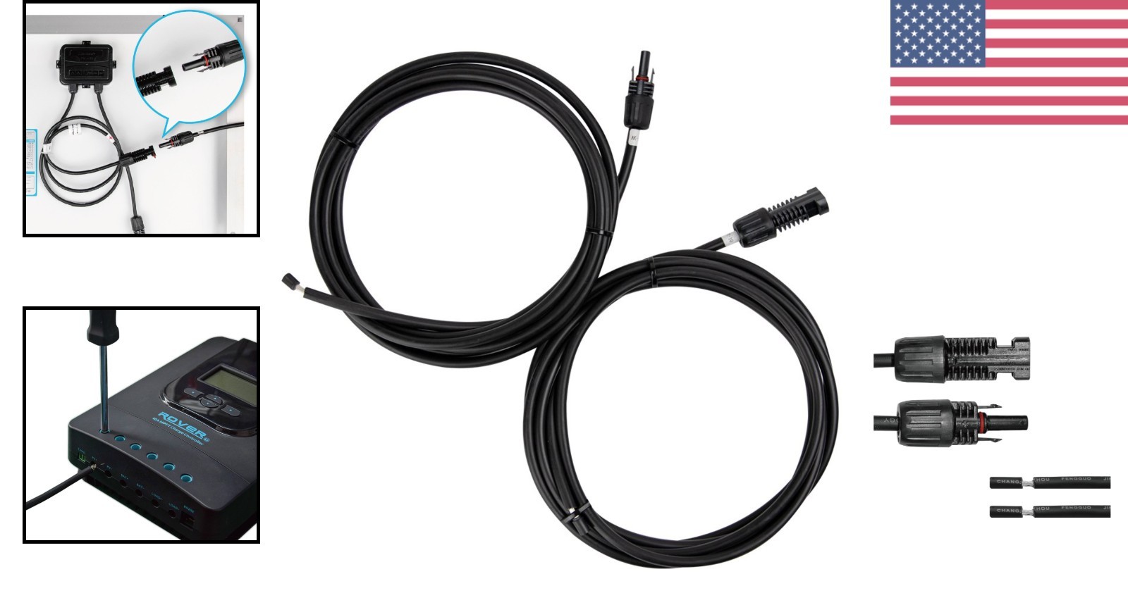 10ft UV Resistant Solar Adaptor Extension Cable – M&F Connectors – Approved