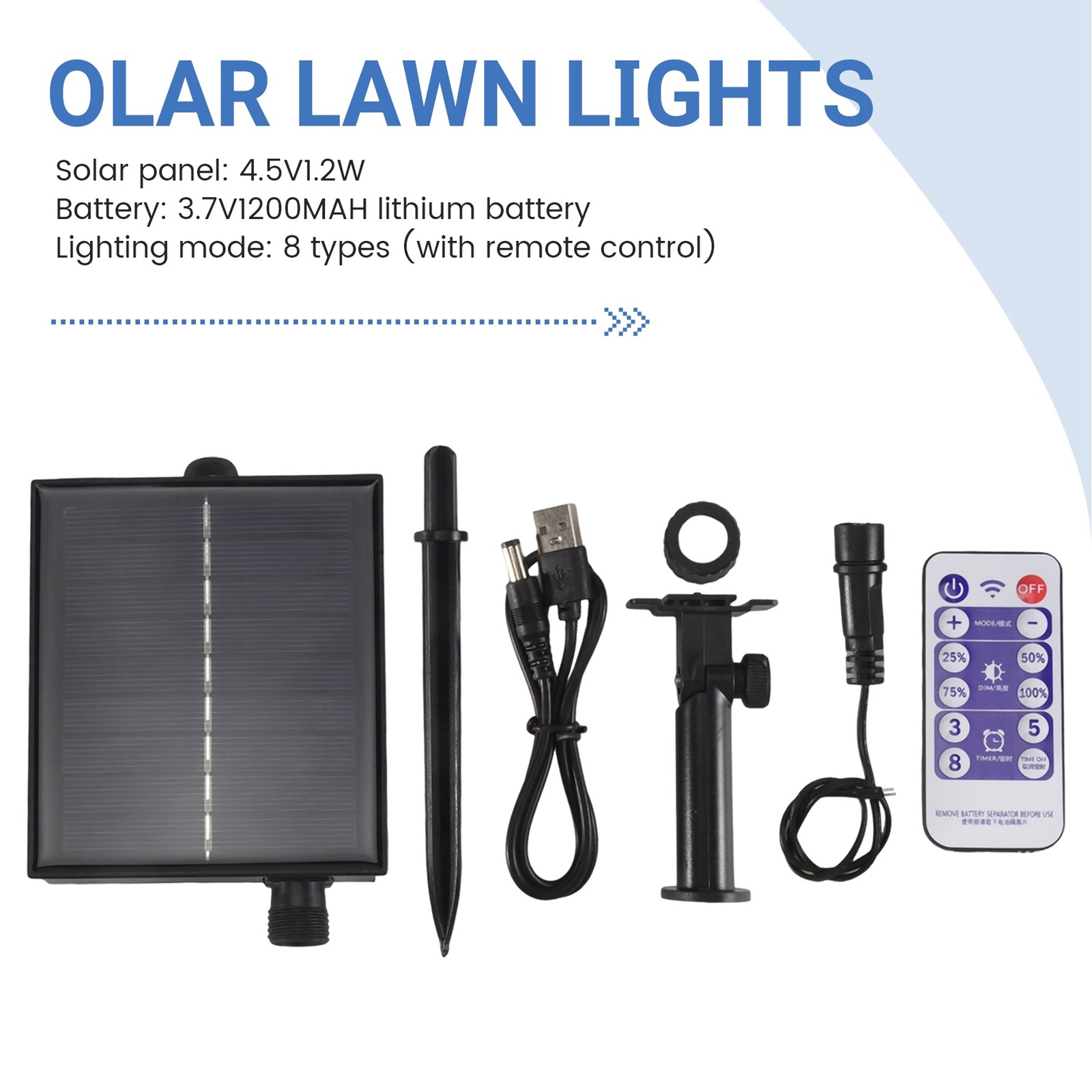 1200mAh Solar Panel Control Box Kits Lithium Battery Panel for 3.7V 24V LED1022
