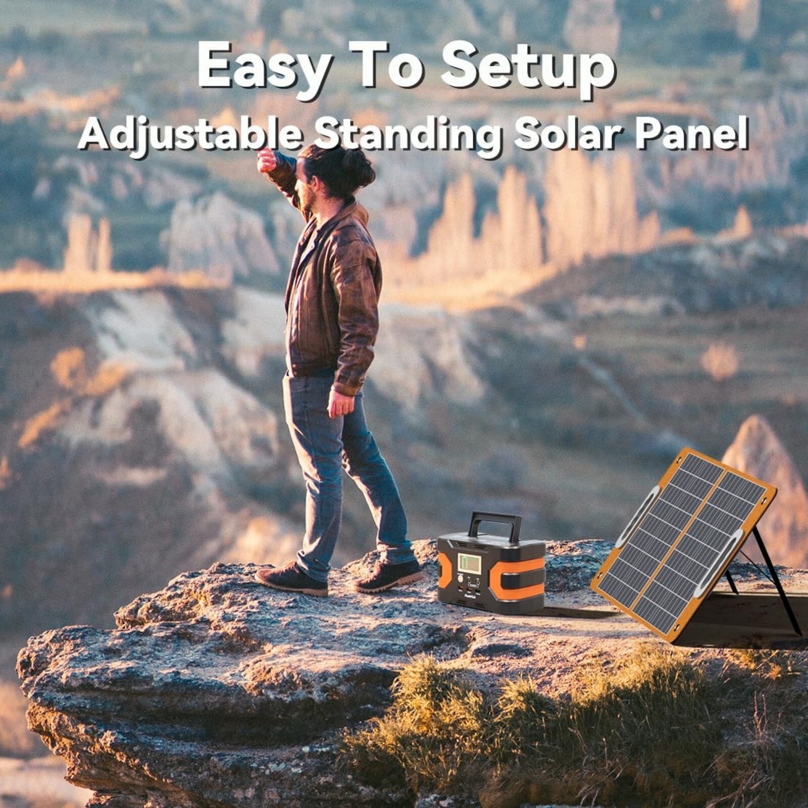 Flashfish Solar Generator Kit, 166Wh Portable Power Station with 60W Solar Panel