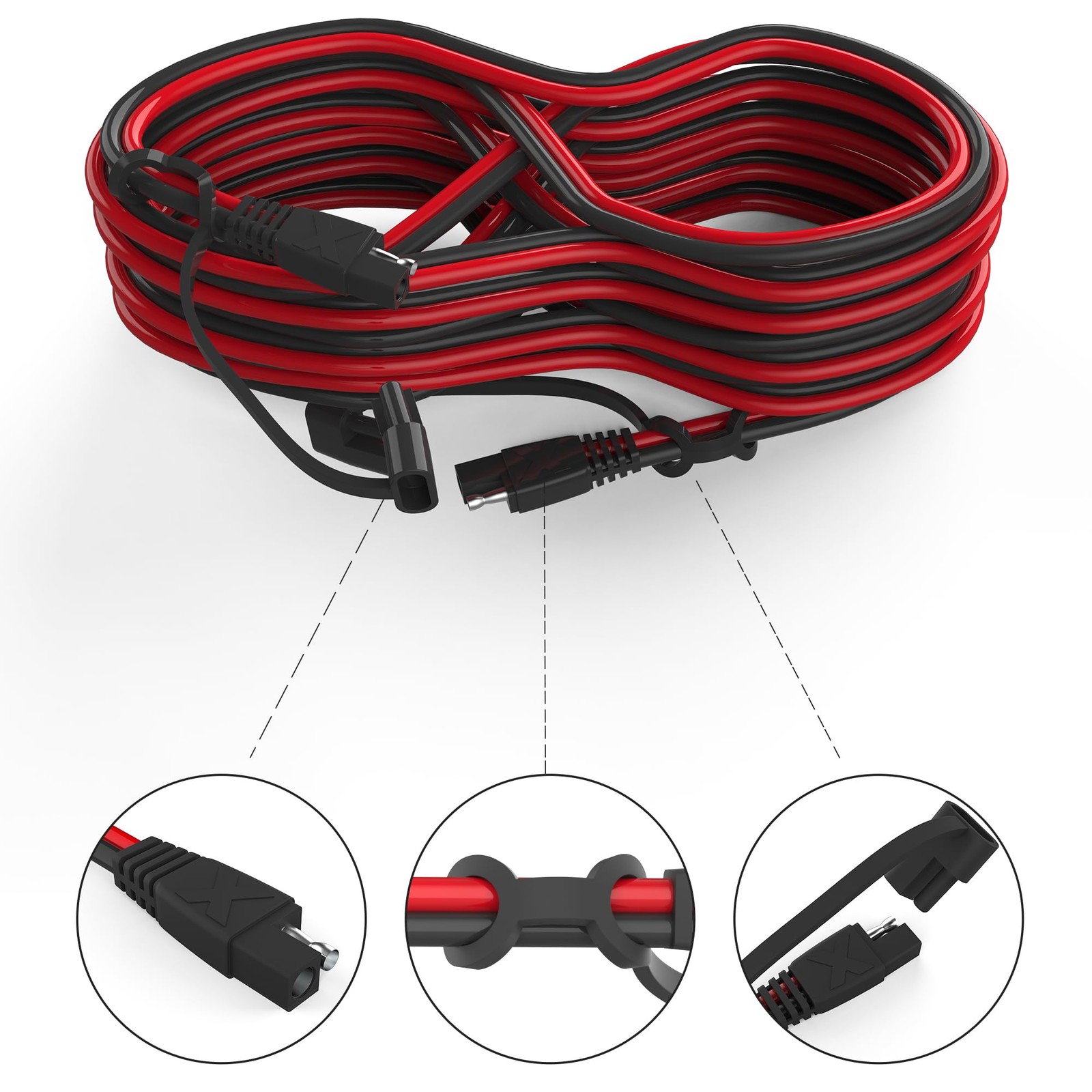 25Feet SAE Extension Cable Quick Disconnect Connector 16AWG for Automotive, S…