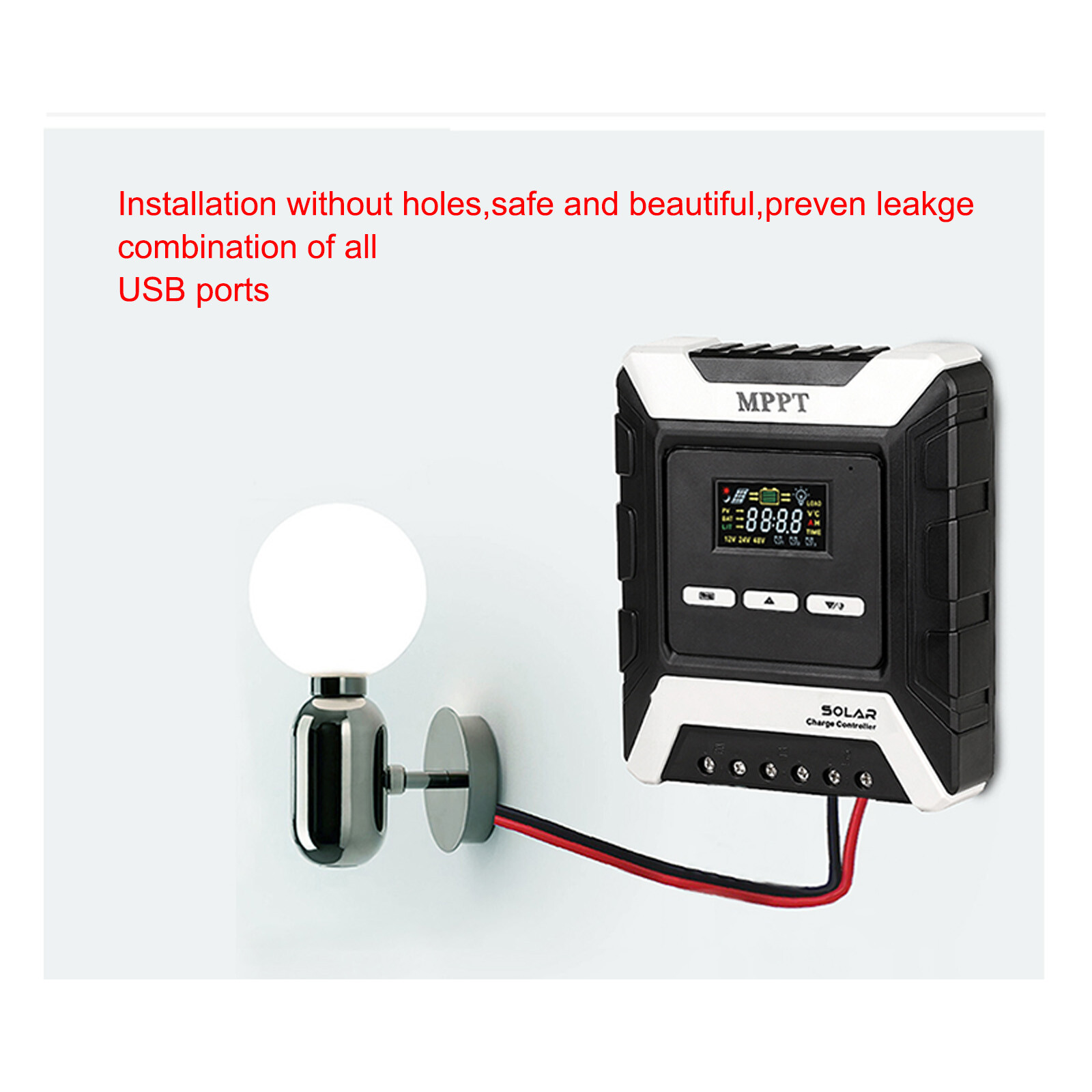 12/24/48V 20A MPPT Solar Charge Controller Panel Battery Regulator Dual USB E