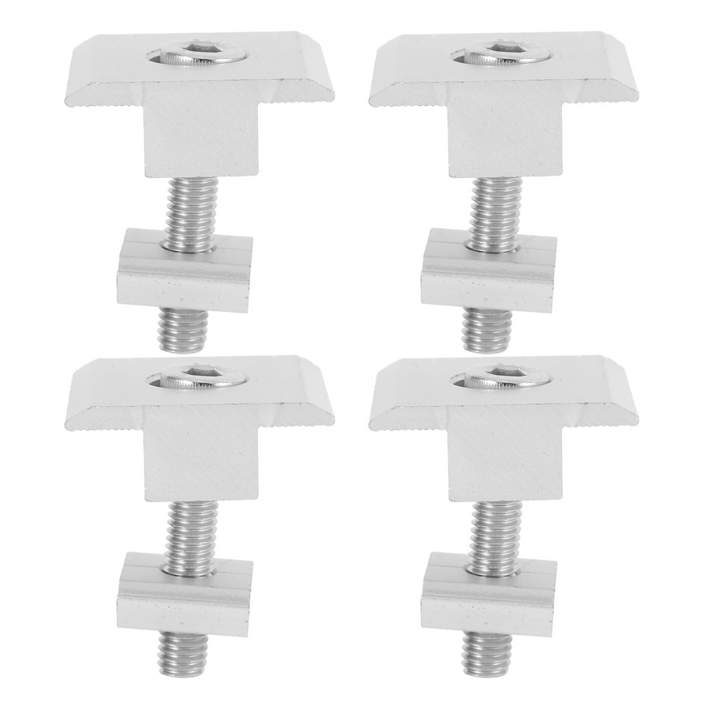 4Pcs Aluminum Solar Panel Mid Clamps Durable Metal Mounting Hardware Silver