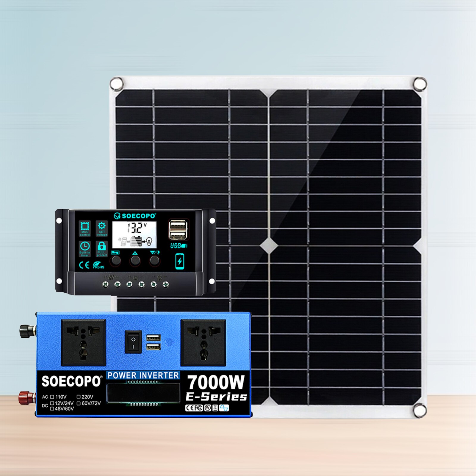 7000W Complete Solar Panel Kits Solar Power Generator 100A Home 110V/220V SystXr