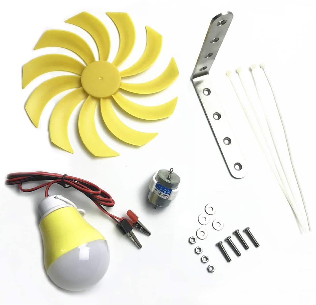 Mini Wind Turbine Generator DC Motor Kit DIY Power Science Experiment LED Model