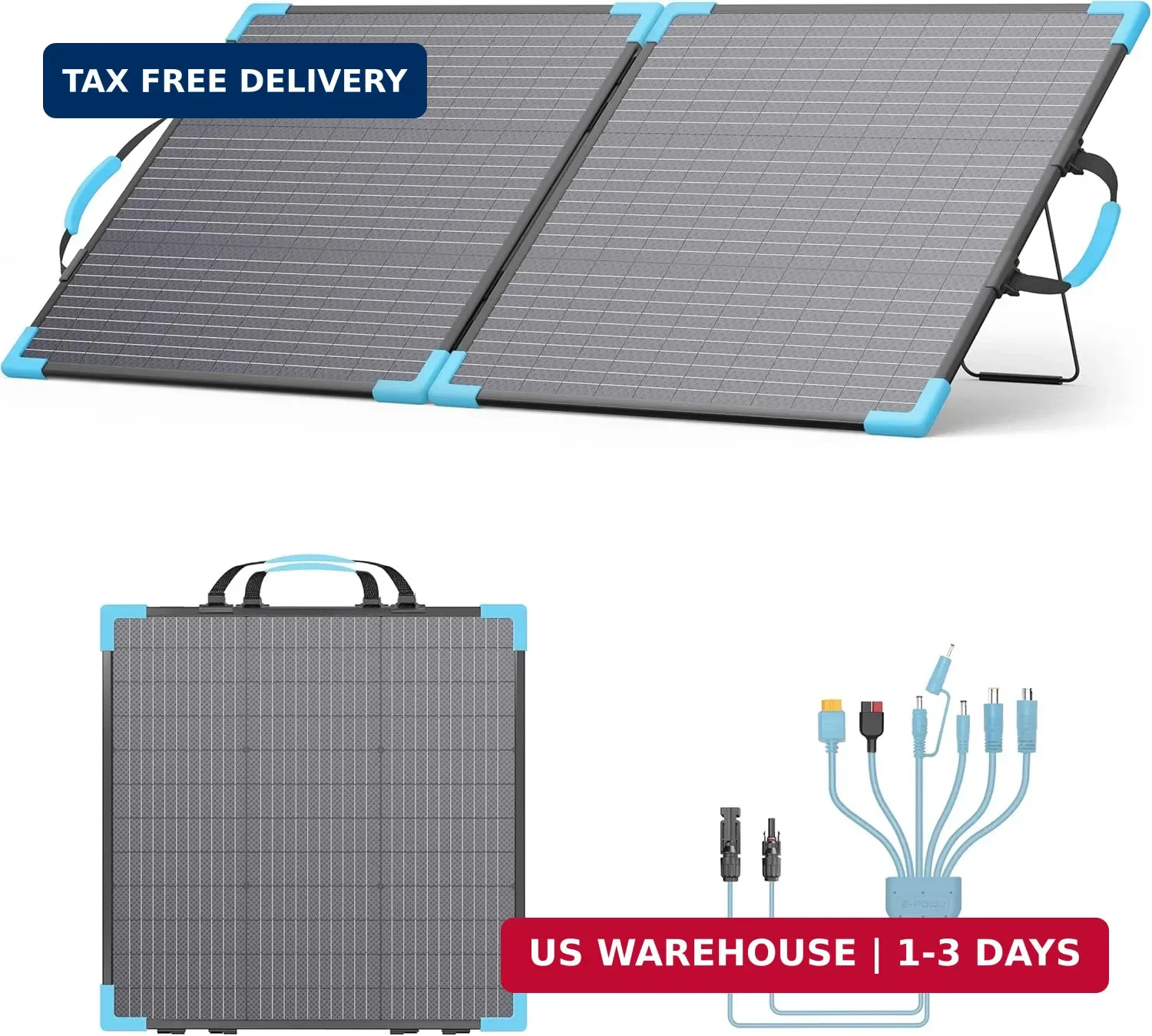 110W Bifacial Portable Solar Panel Suitcase, 23.5% High Efficiency ETFE Foldable