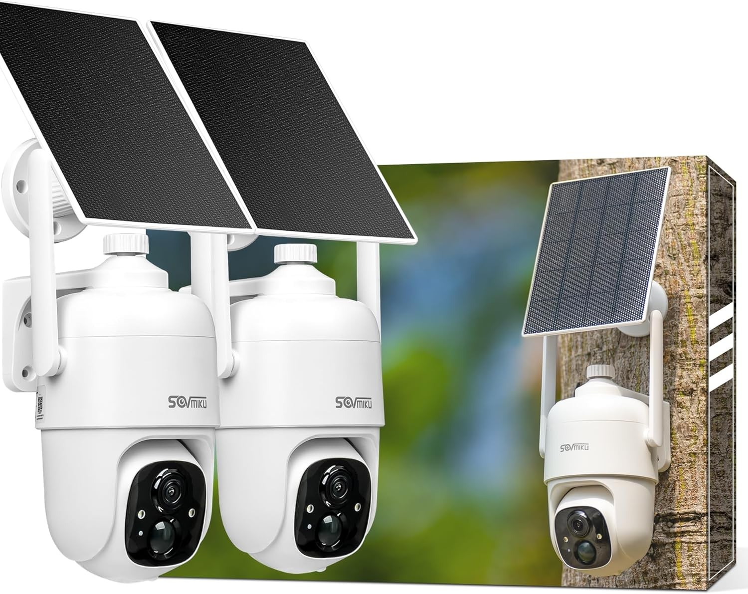 SOVMIKU 2CQ1 AI 2K Solar Security Camera Wireless Outdoor, Battery Powered,Two W