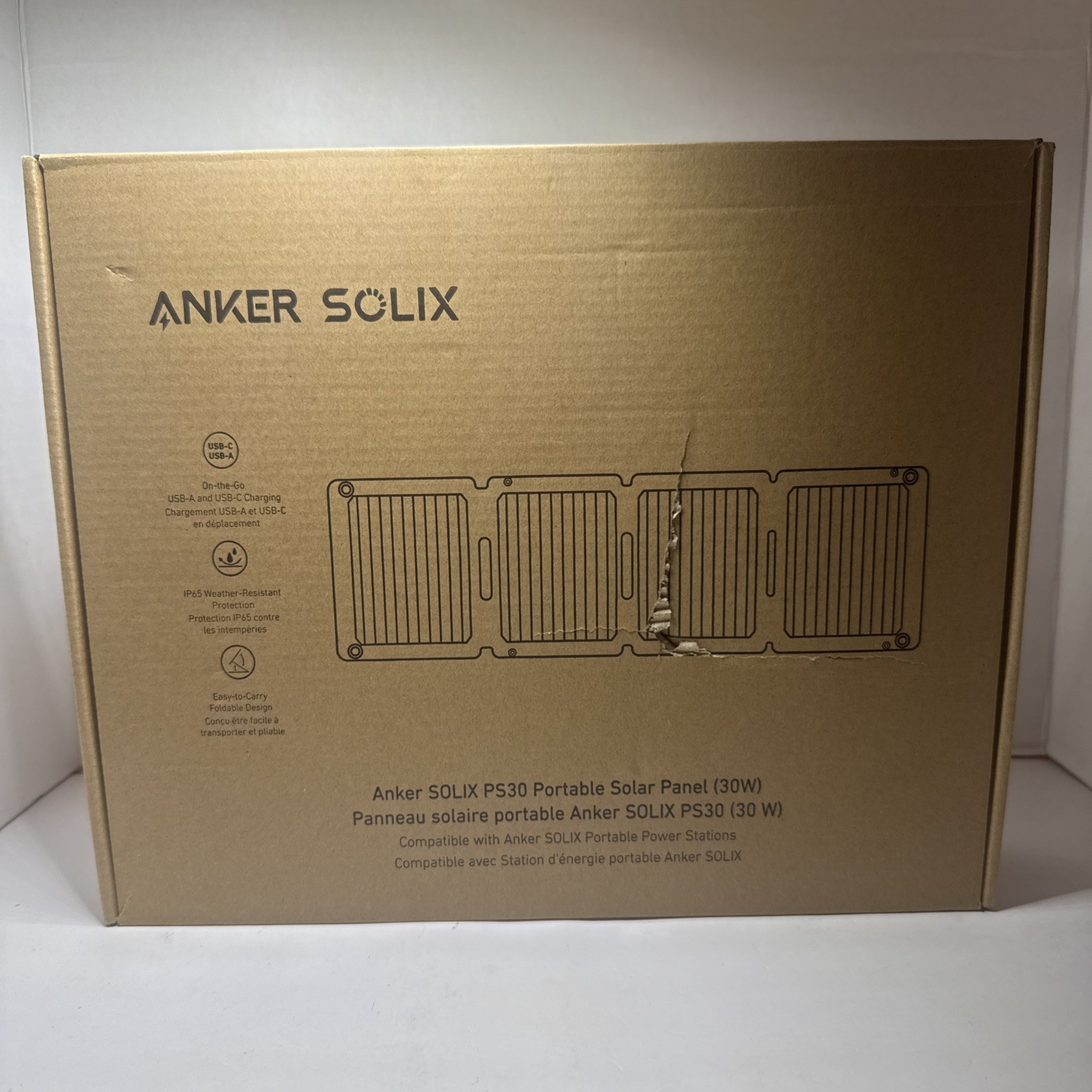 Anker Solix PS30 Solar Panel 30W Foldable Portable Solar Charger IP65 Water Dust