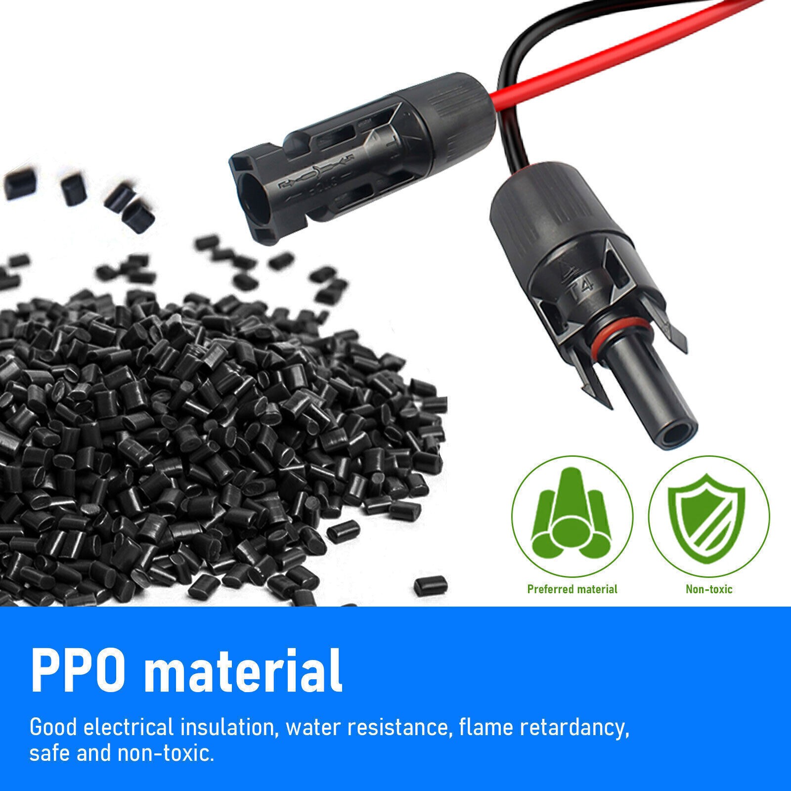 10AWG Solar Panel Wire Black&Red Extension PV Cable with Female&Male Connector