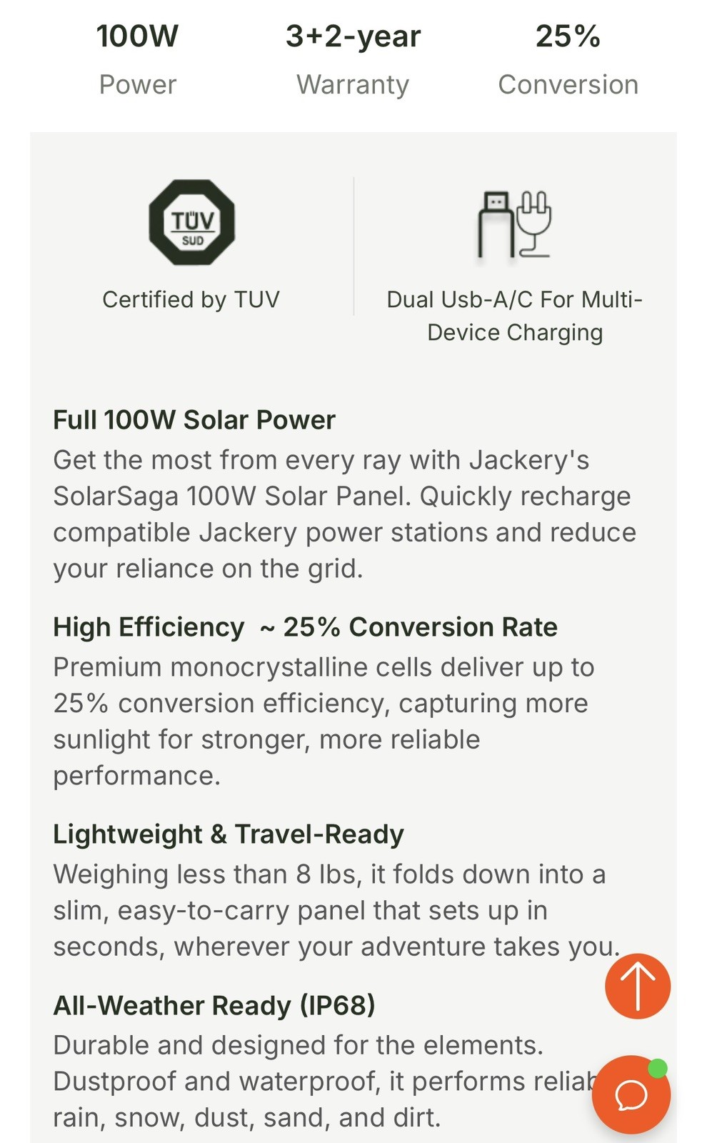 Jackery – SolarSaga 100W Solar Panel NIB MODEL JSS-100B 19v foldable w/kickstand