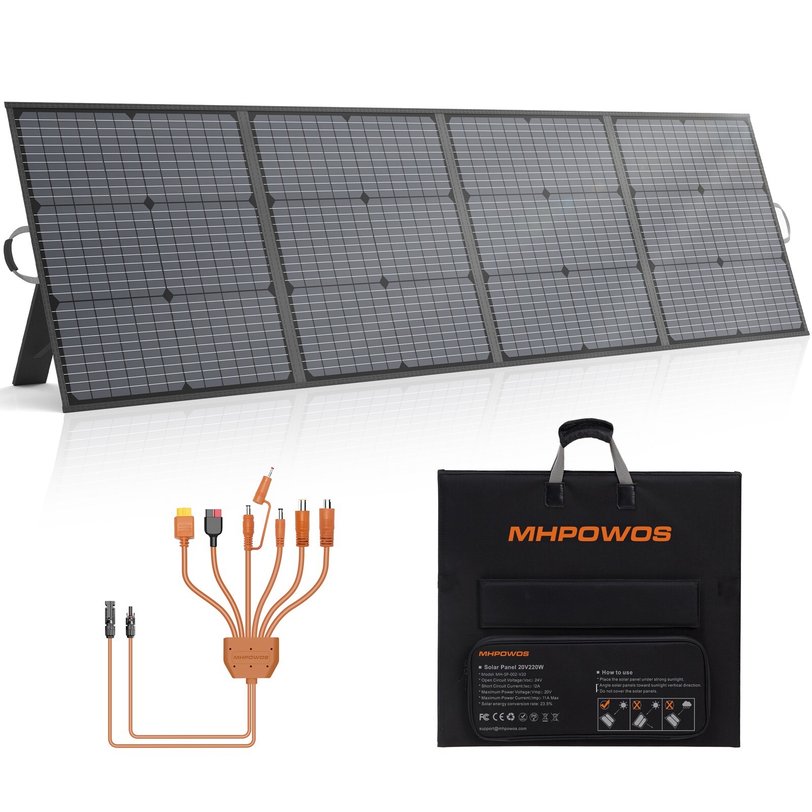 Upgrade 220W Foldable Solar Panel 20V for Anker 521 SOLIX C200 C300 Powerstation
