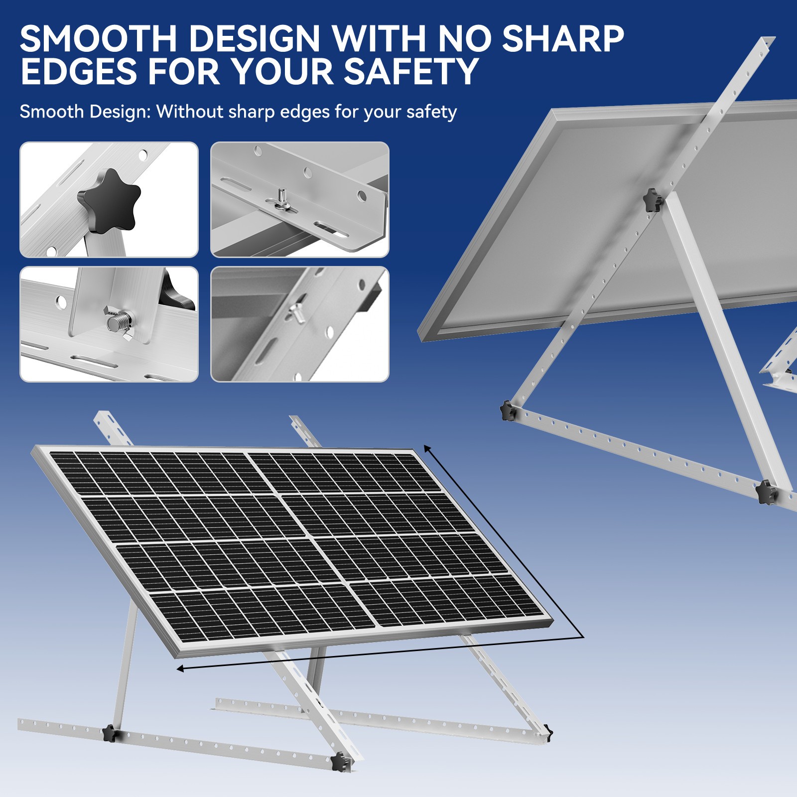 AeternaSol 4 Sets 45in Solar Panel Mount Brackets Mount Brackets Kit Adjustable