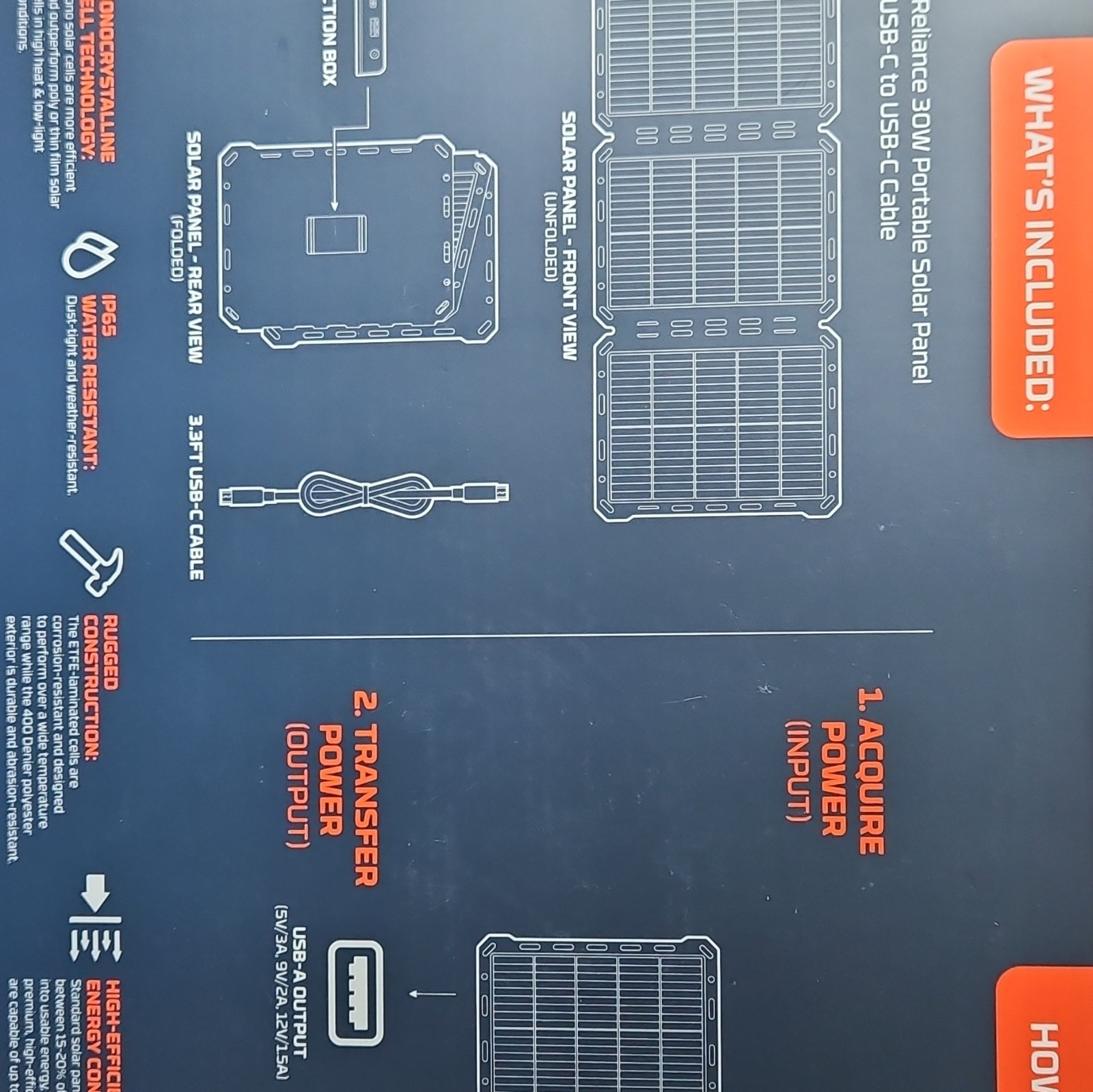 NEBO Reliance 30W Portable Solar Panel USB-C – Water Resistant