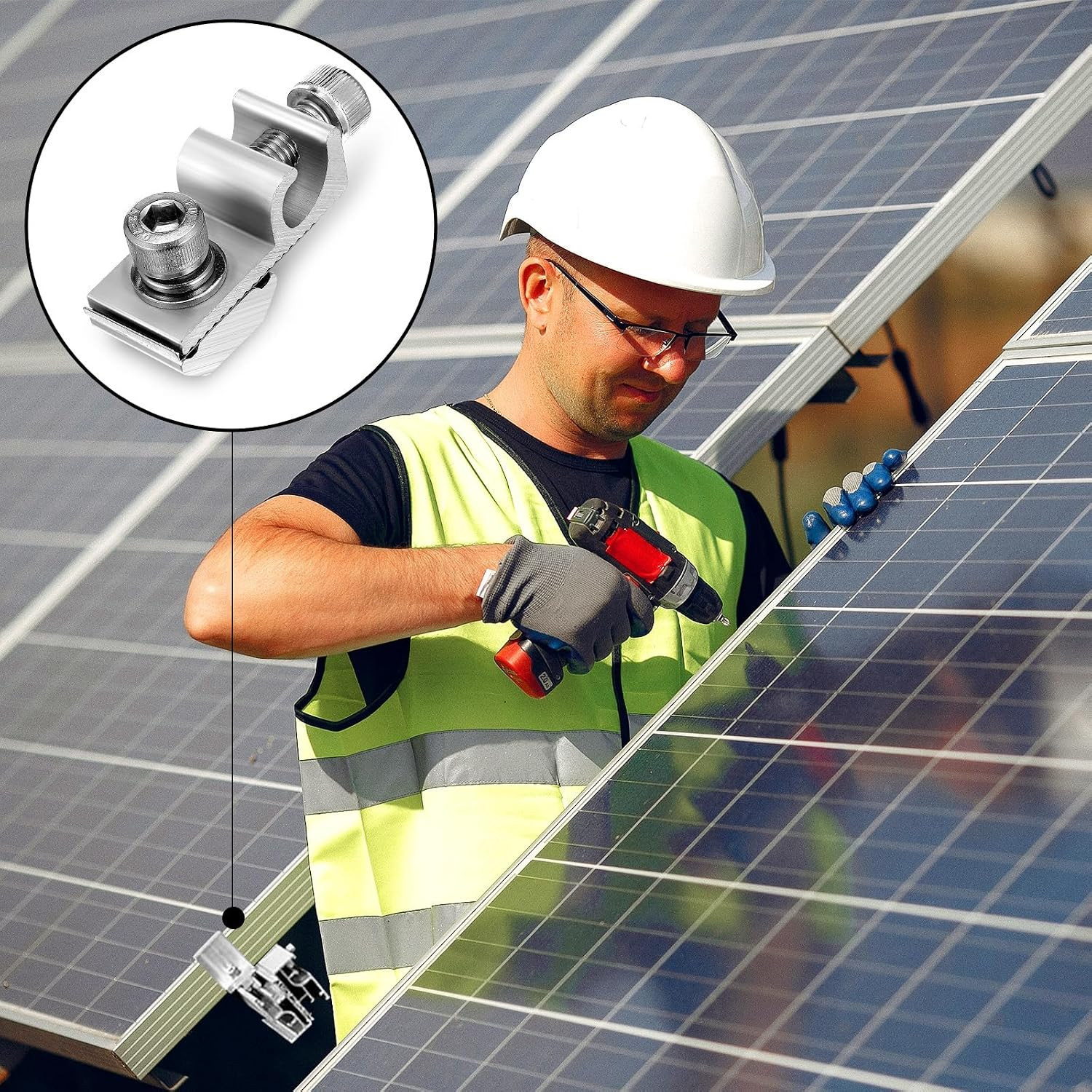 16 Pcs Solar Panel Grounding Lugs, Stainless Steel, Silver, MOUNT BRACKET