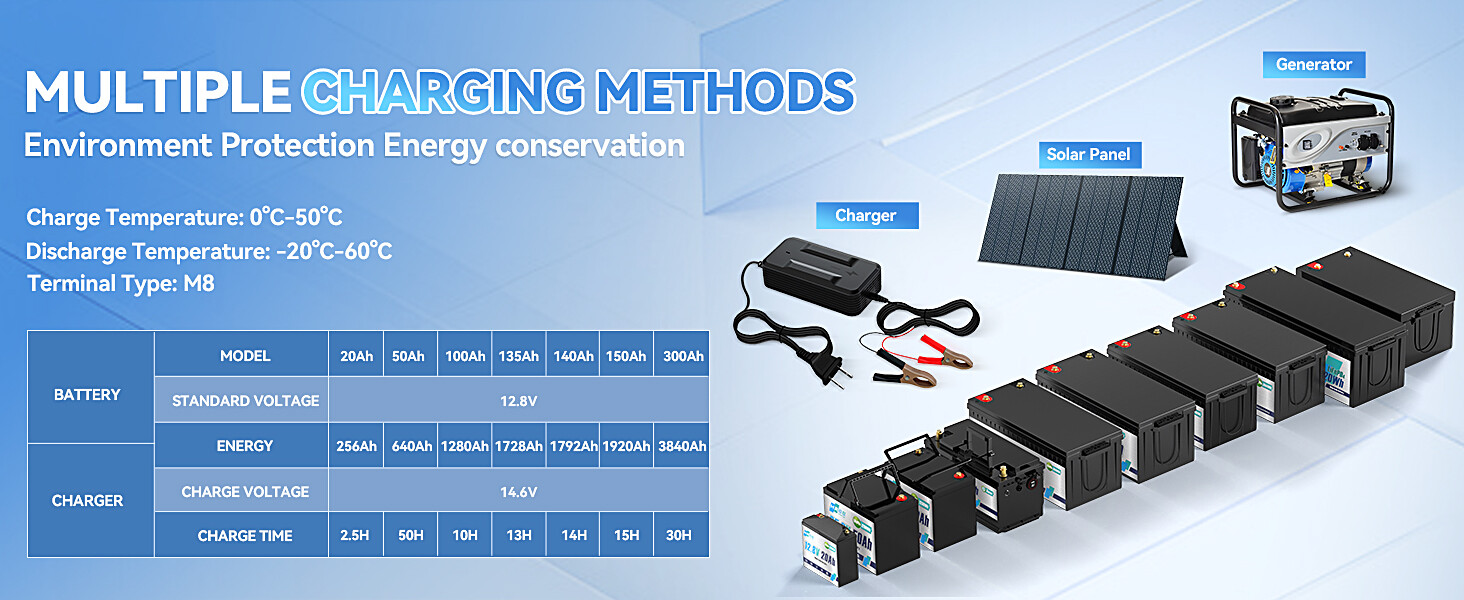 12V 24V 100Ah 200Ah 300Ah LiFePO4 Lithium Batterie BMS Bluetooth for Solar RV