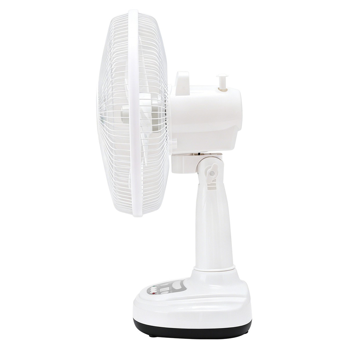 Portable Personal Desk Fan 2 Speed 12in Solar Rechargeable Fan w/ 2 Light Bulbs