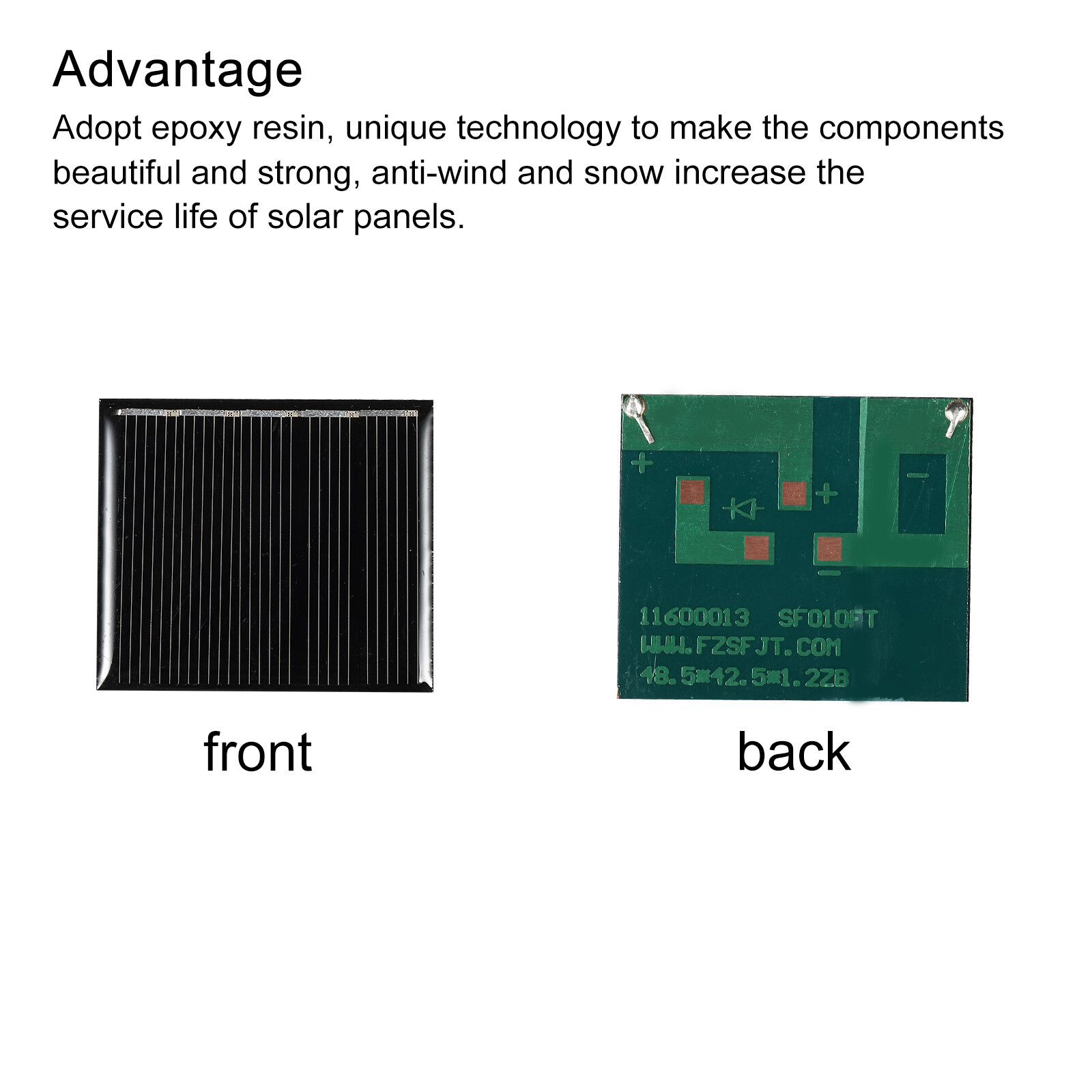 Mini Solar Panel Cell 2.5V 80mA 0.2W 48.5mm x 42.5mm for DIY Project Pack of 10