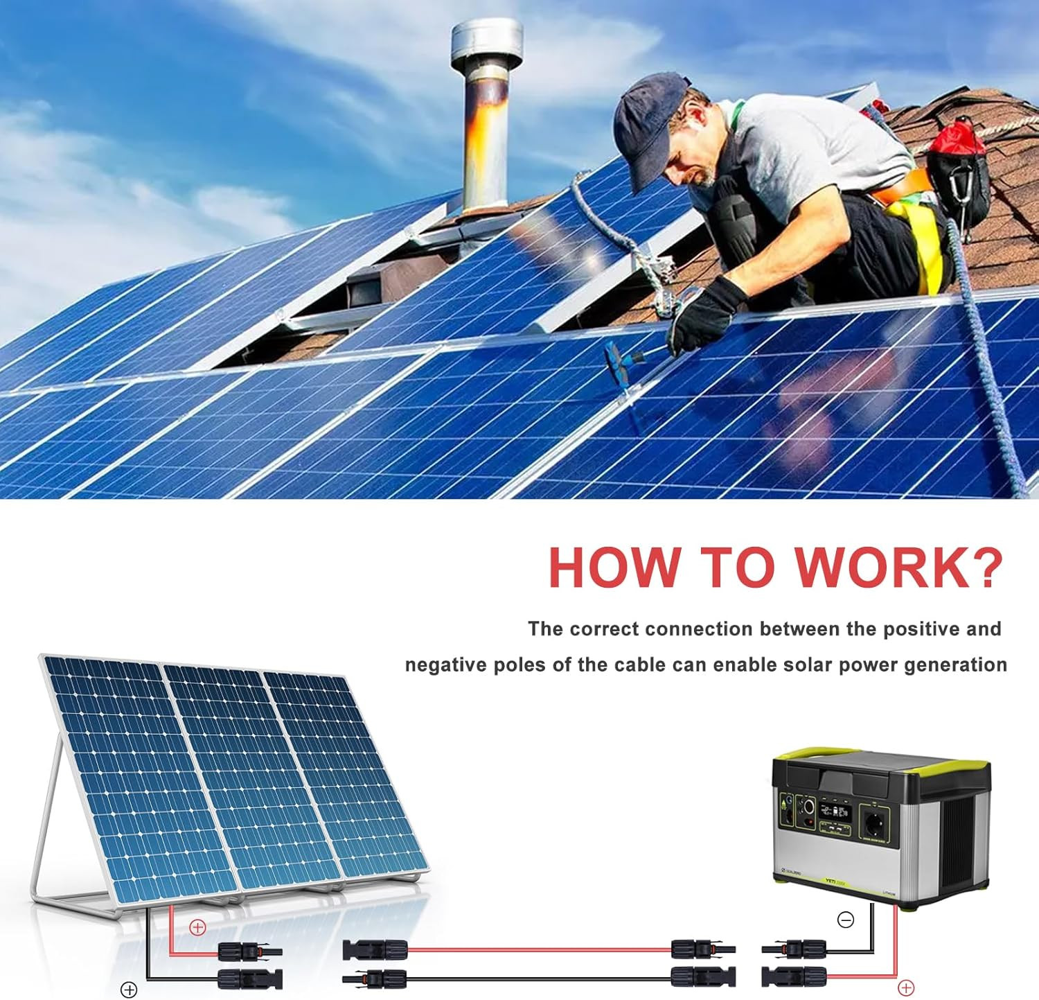 Twin Wire 50FT Solar Extension Cable – 10AWG (6Mm) Black & Red with IP67 Solar P