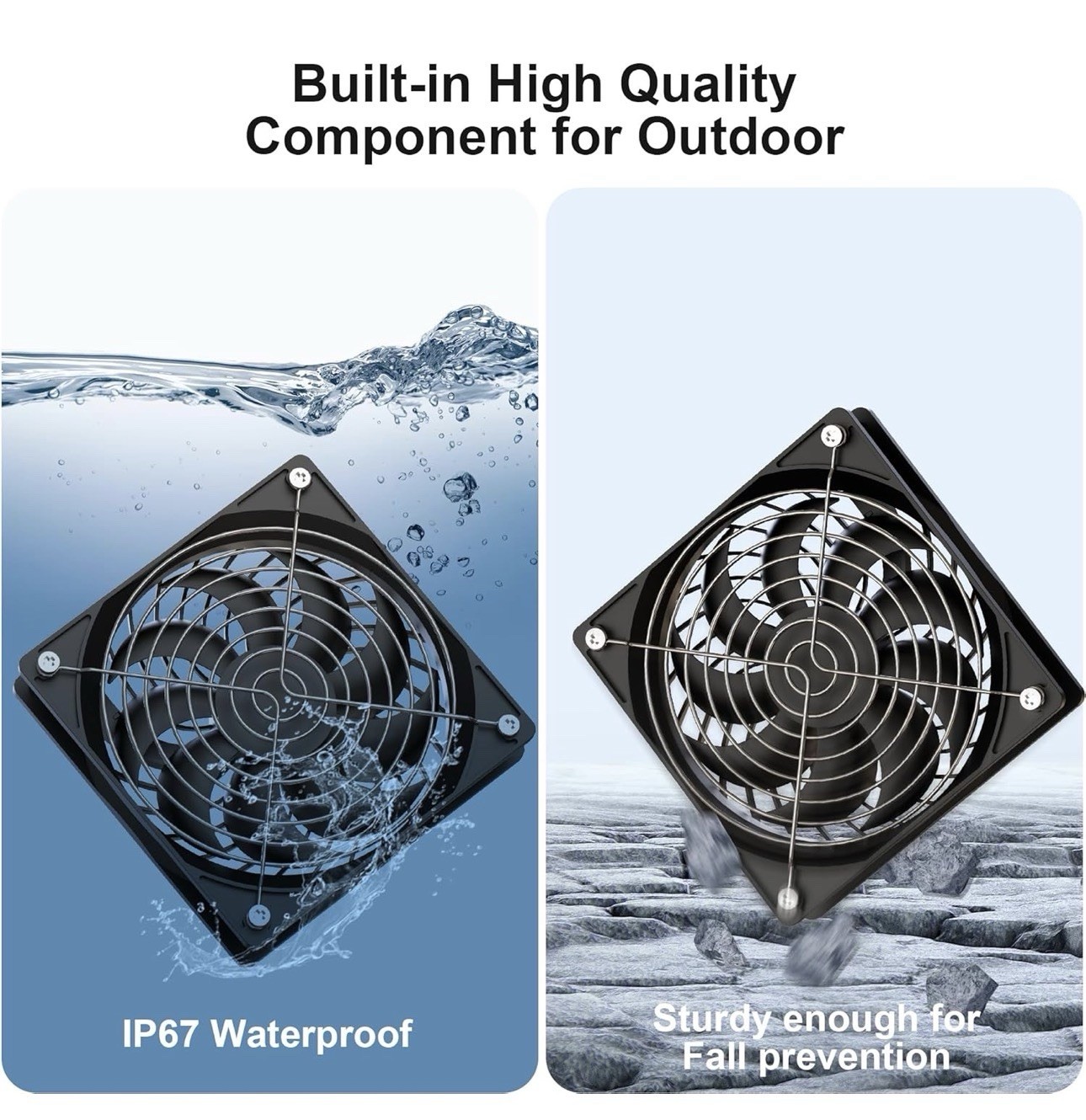 Solar Powered Fan, 30W Solar Fan with Two IPX7 Waterproof Fans for Outside.