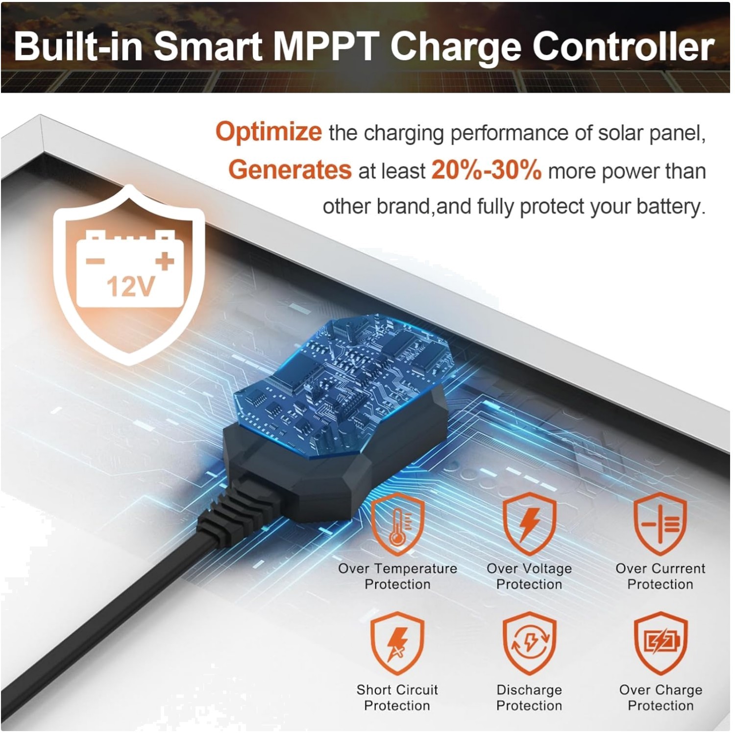 Smart 20W Solar Battery Charger for Car Boat RV
