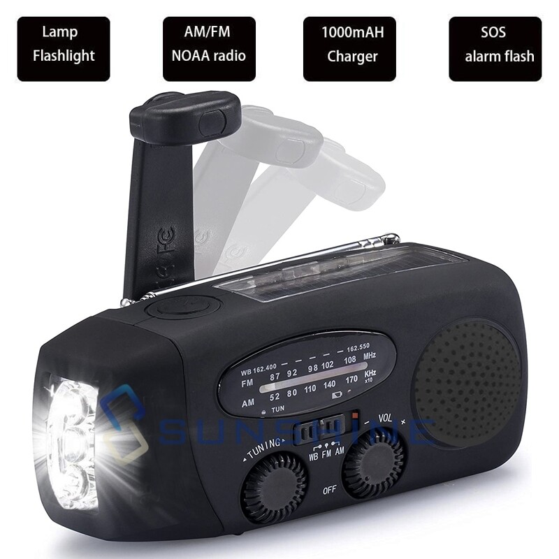 Emergency Solar Hand Crank Weather Radio AM/FM/NOAA Household Power Bank USB