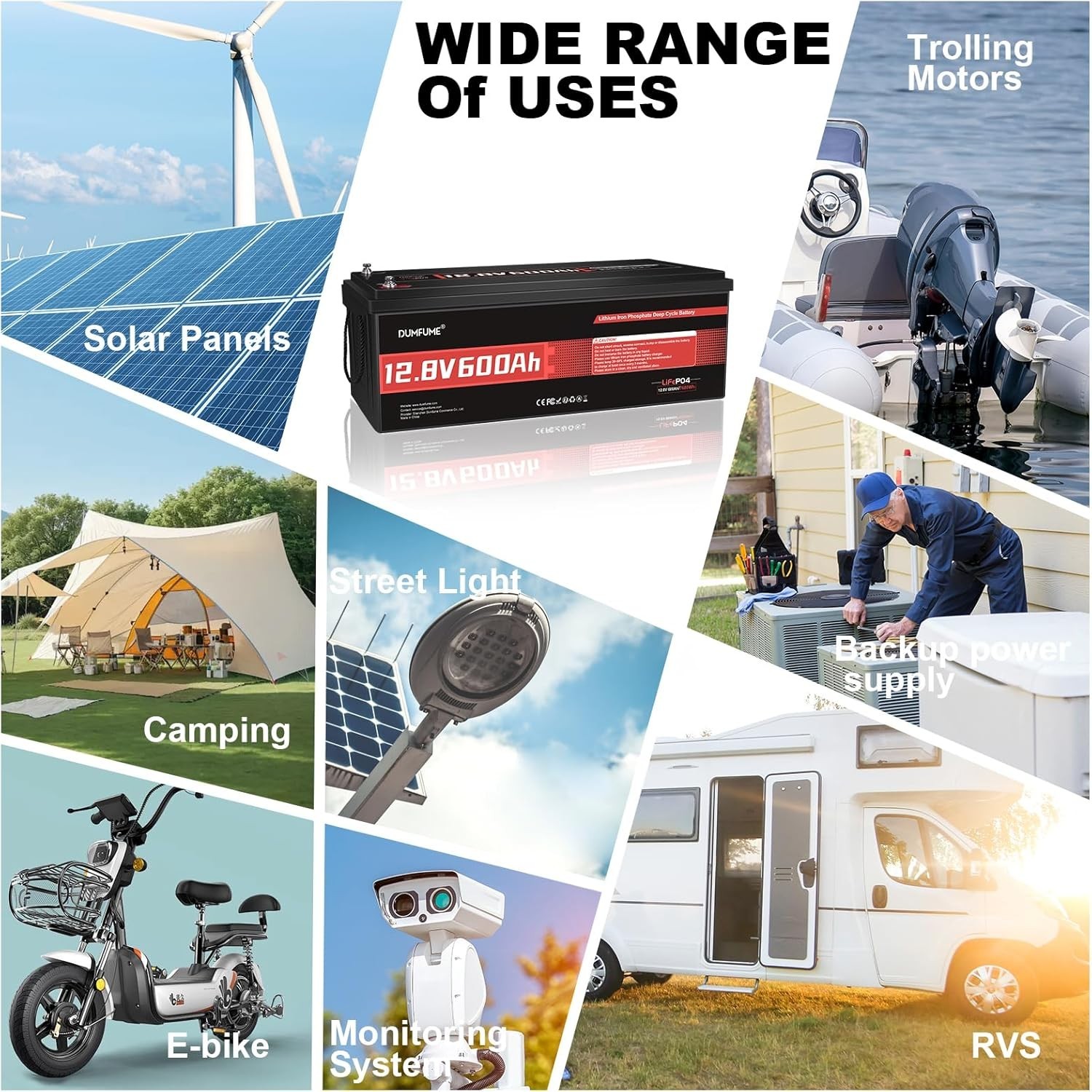 12V 600Ah LiFePO4 Lithium Battery Deep Cycles 200ABMS For Solar Home Off-grid