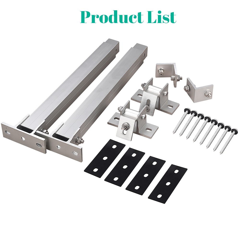 2 Sets 36-68cm Solar Panel Tilt Mount Brackets Kit for Roof Surface RV Farm