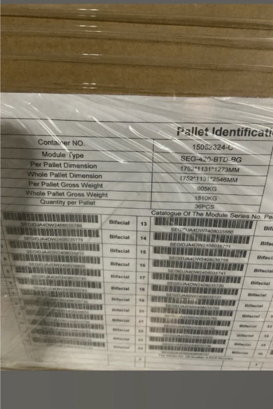 Solar Panels SEG 420W Bifacial SEG-420-BTD-BG Full Pallet 36 PCS Tier 1 PV…