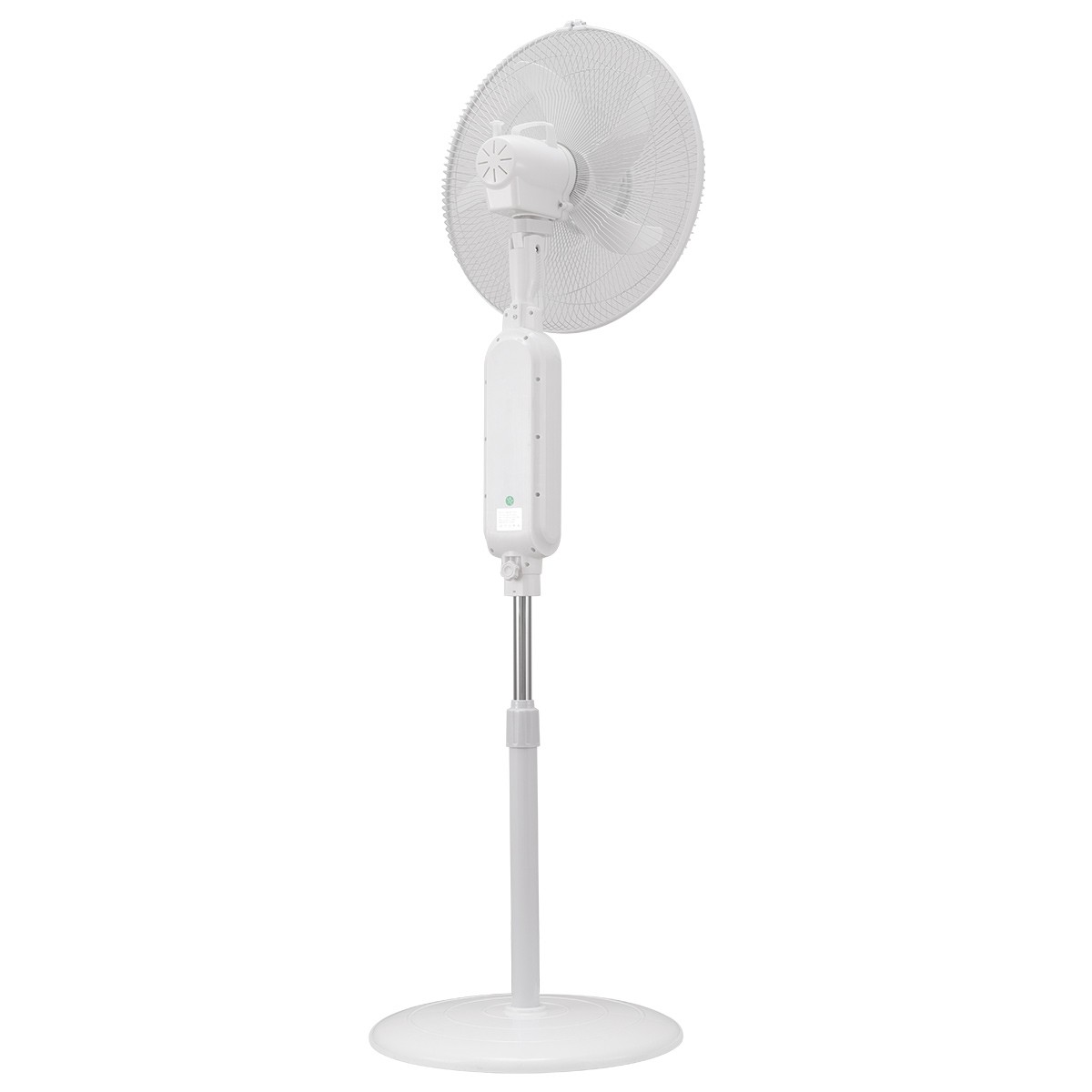 16 Inch Solar Rechargeable Standing Fan with 2PCS LED Light Bulbs Remote Control