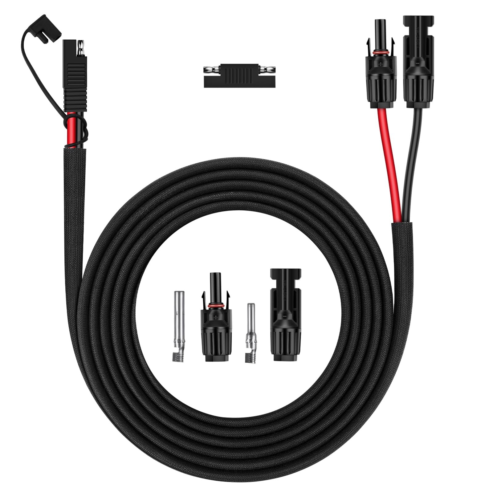 10AWG SAE Extension Cable Male Female Adapter Solar PV Wire Black 10Ft for RV