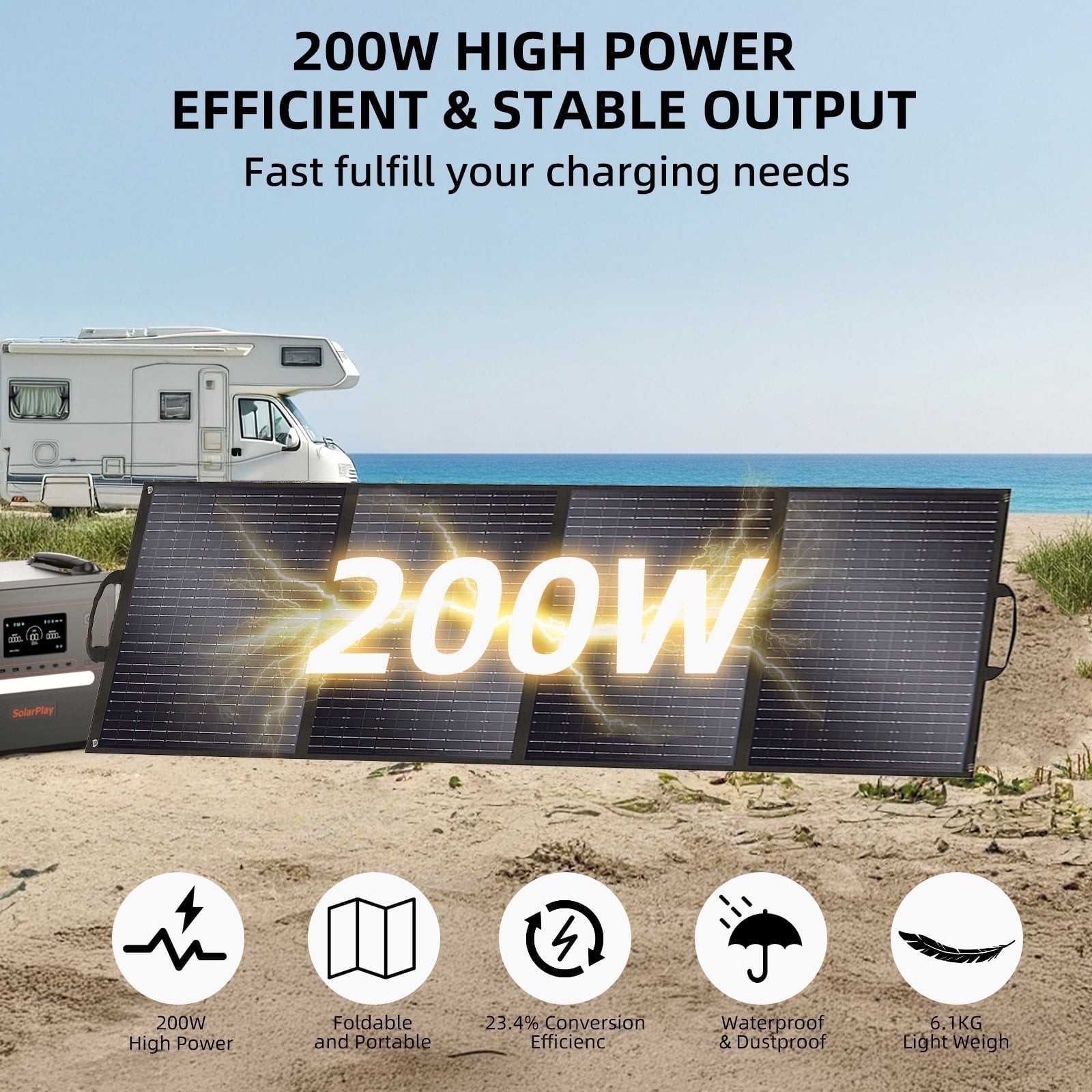 2PCS Foldable 200W Solar Panel ETFE-Coated & Monocrystalline Power Backup