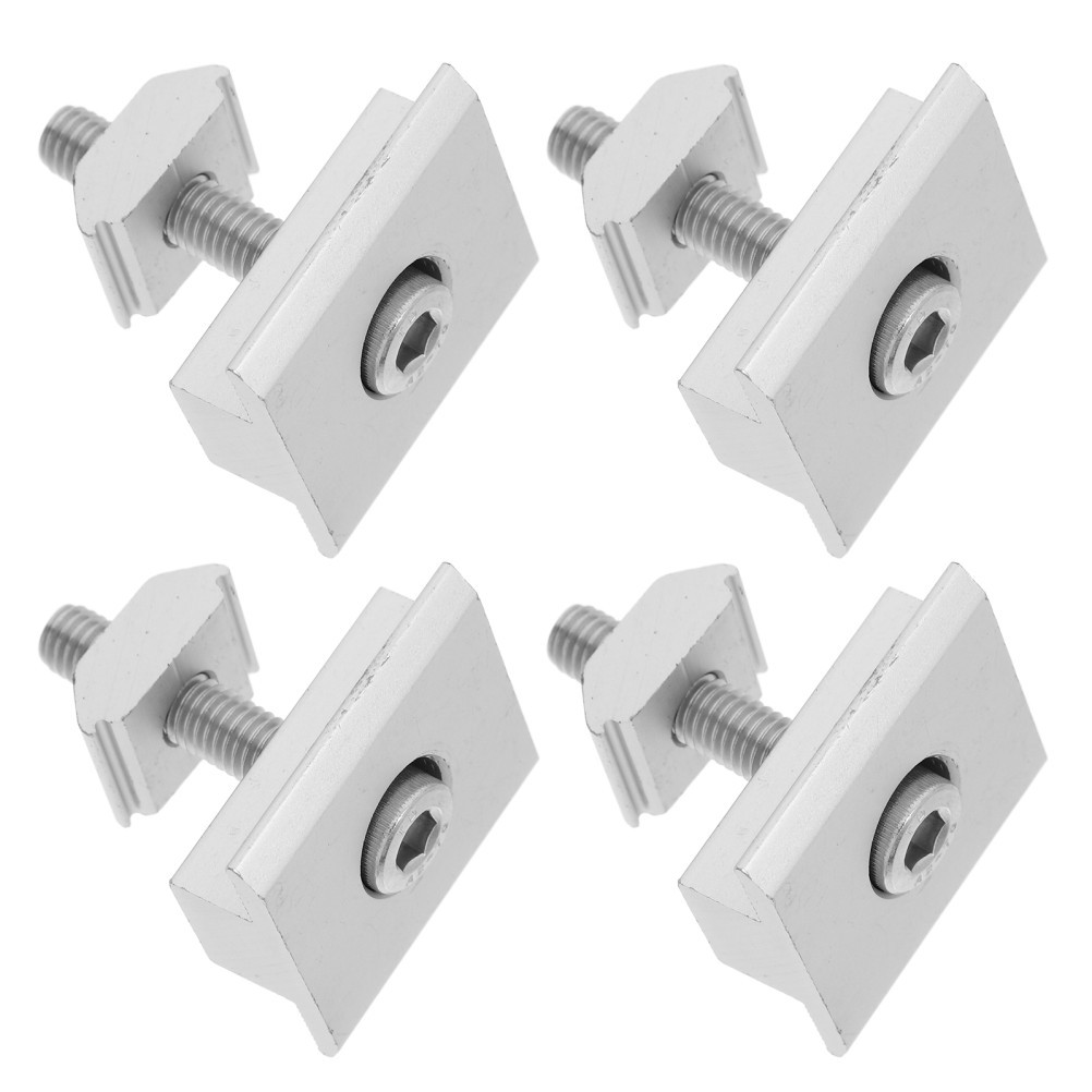 4Pcs Aluminum Solar Panel Mid Clamps Durable Metal Mounting Hardware Silver
