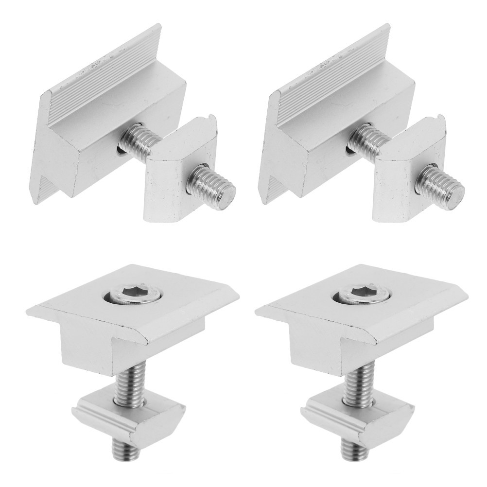4Pcs Aluminum Solar Panel Mid Clamps Durable Metal Mounting Hardware Silver