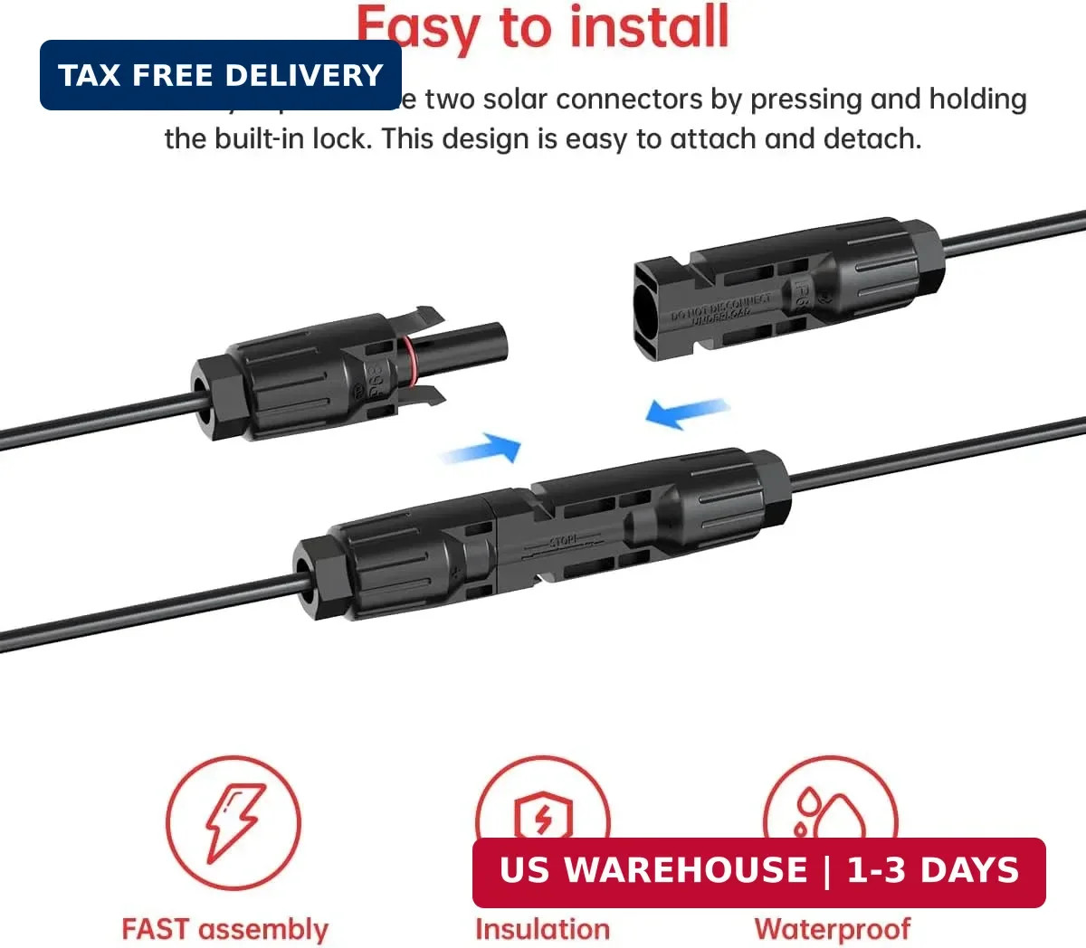 ELFCULB 10AWG 2FT Solar to XT60i Cable 2 10 25 35 50 75 100FT Solar Connector to