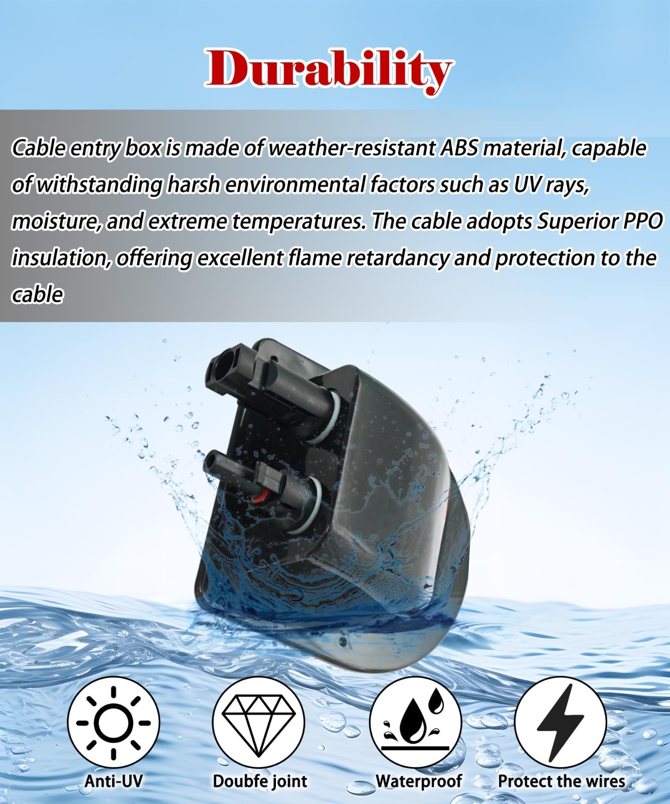 Solar Cable Entry Gland with 10AWG Extension Cable & MC4 Connectors for RV, Boat