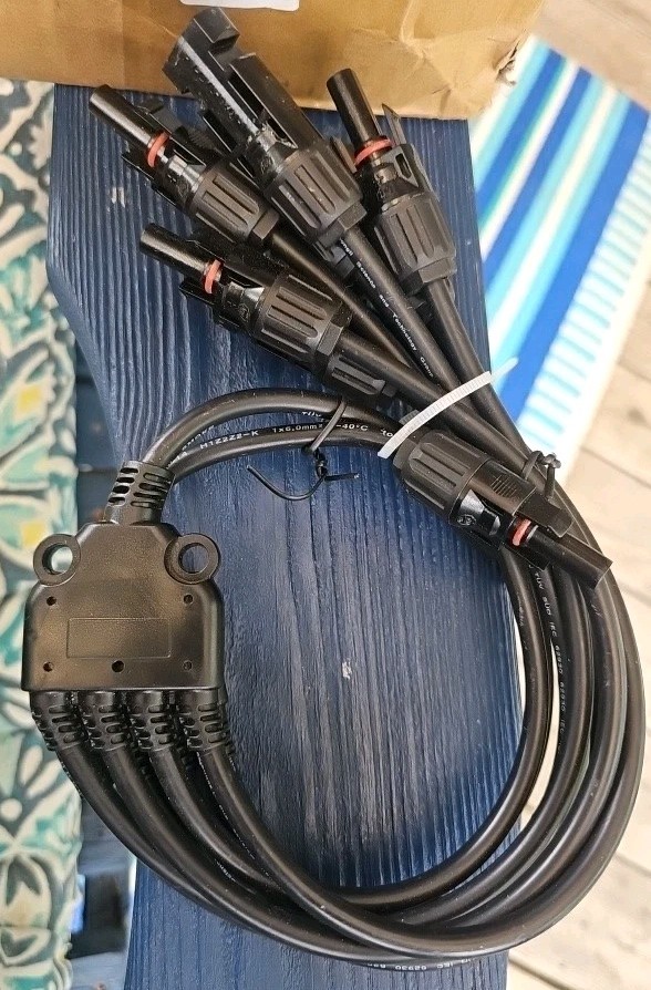 One Pair Solar Panel Y Branch Cable Connection Adapter Connector Extension US