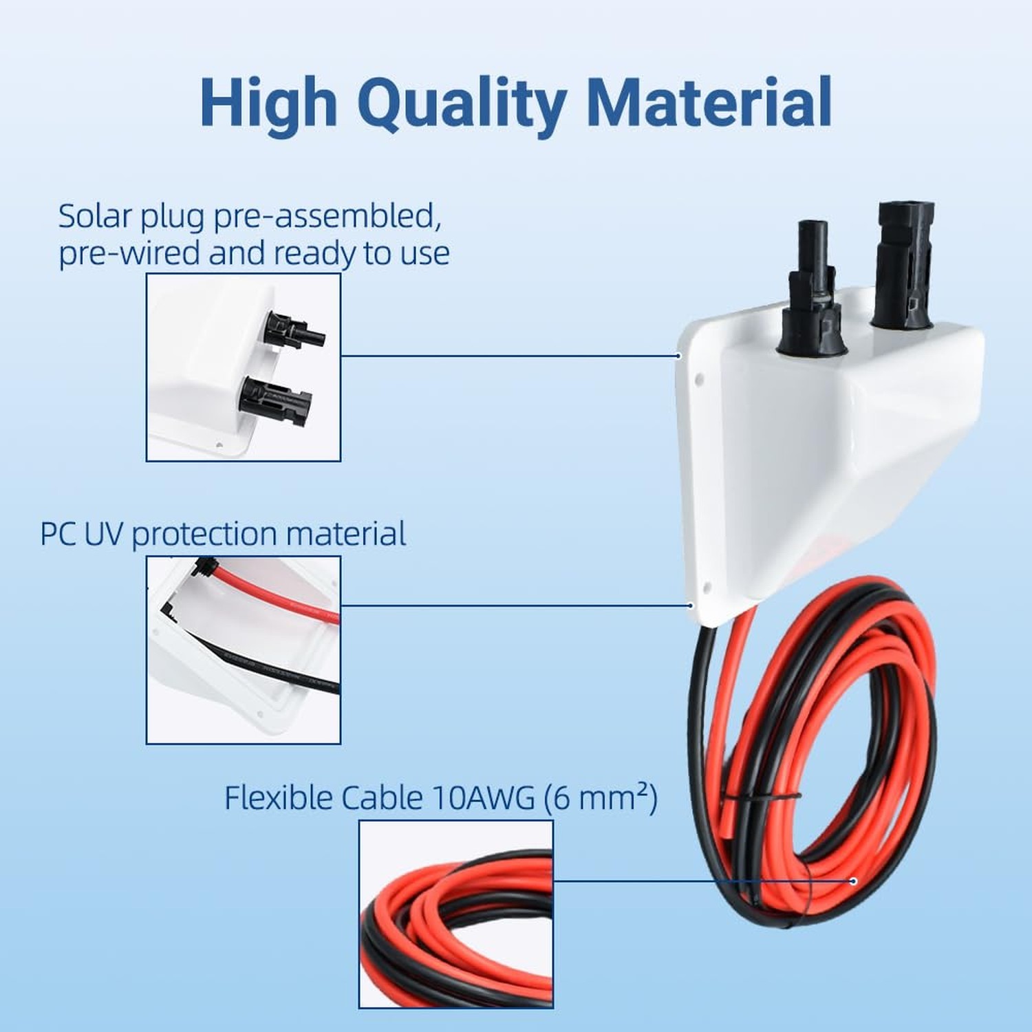 Solar Entry Gland, Dual Cable Entry Housing with 3.28ft 10AWG Solar Cable, IP…