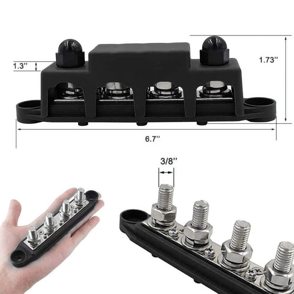 12V Busbar 250A Distribution ABS Plastic Housing Pure Copper Conductor
