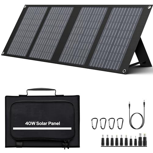 40W Solar Panel 40 Watt Foldable Solar Panel for Portable Power – Black 40W