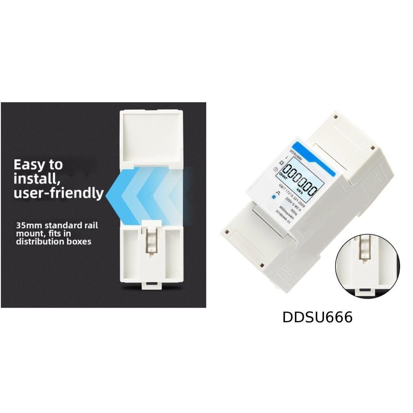 220V Single-Phase Real-time KWh Readings Clear LCD Readout Energy Counter