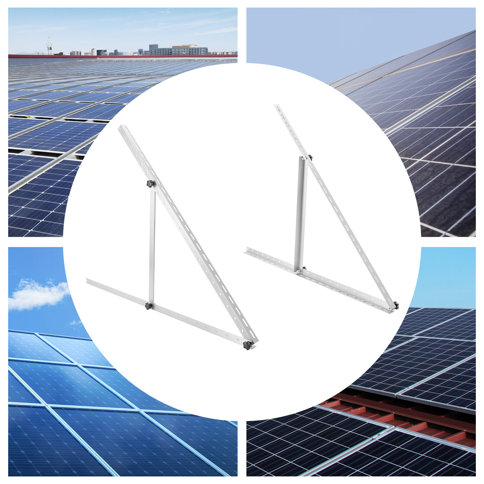 41″ 2 Pack Adjustable Angle Solar Panel Mount Rack Brackets for Boat / RV / Roof